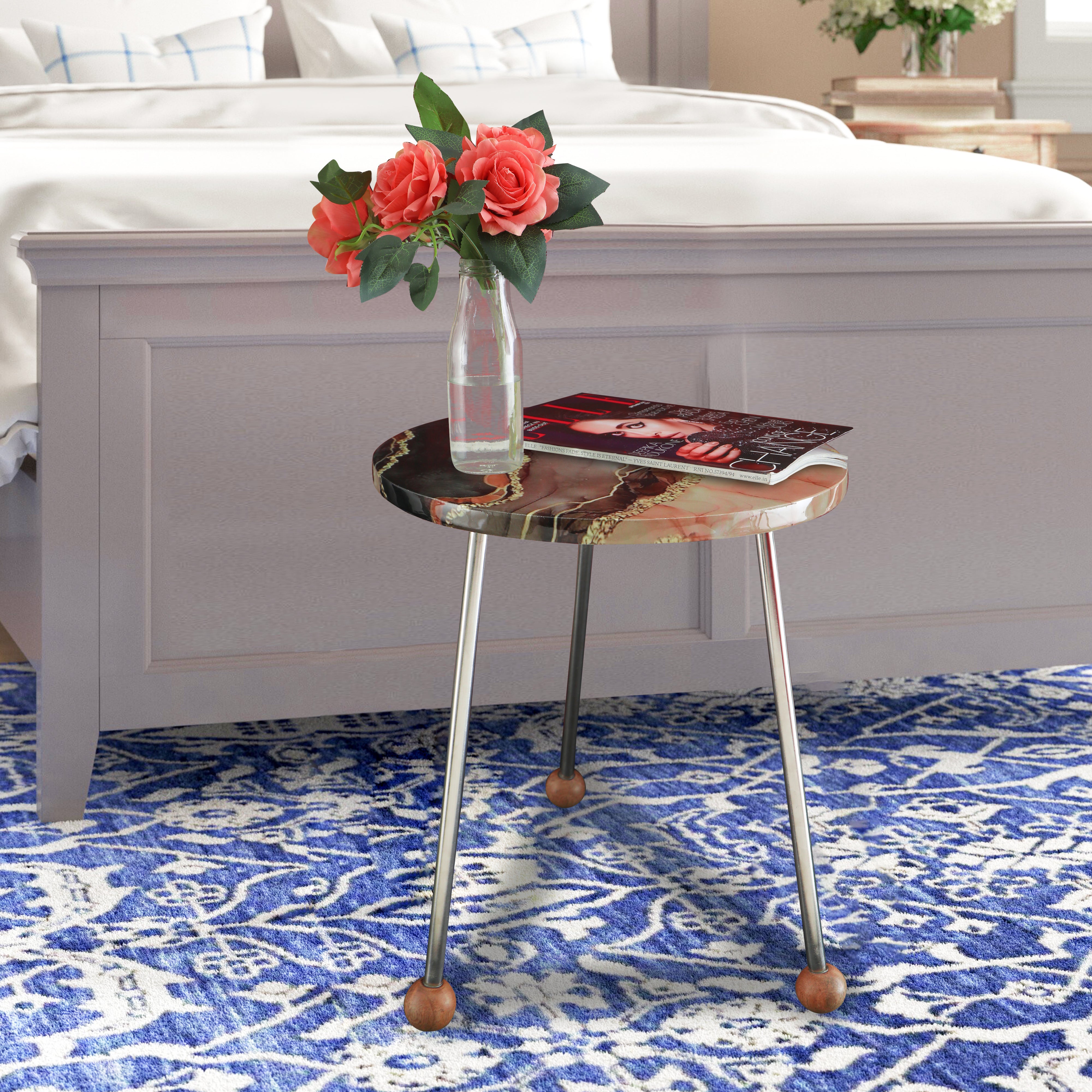 Brown Marble Stool - Side Table