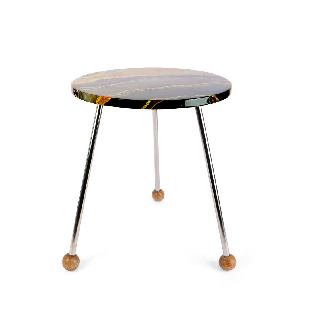Brown Marble Stool - Side Table 6- The Home Co.