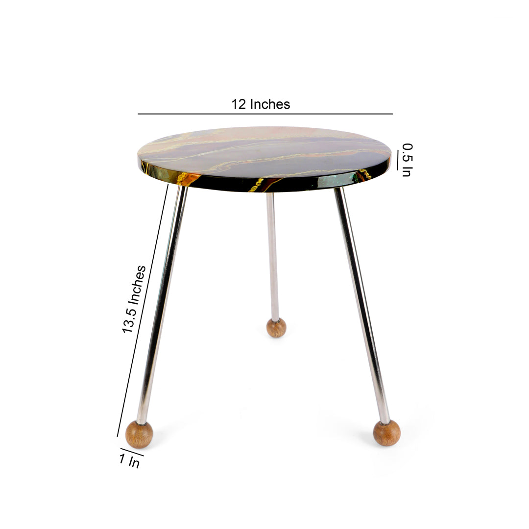 Brown Marble Stool - Side Table 8- The Home Co.
