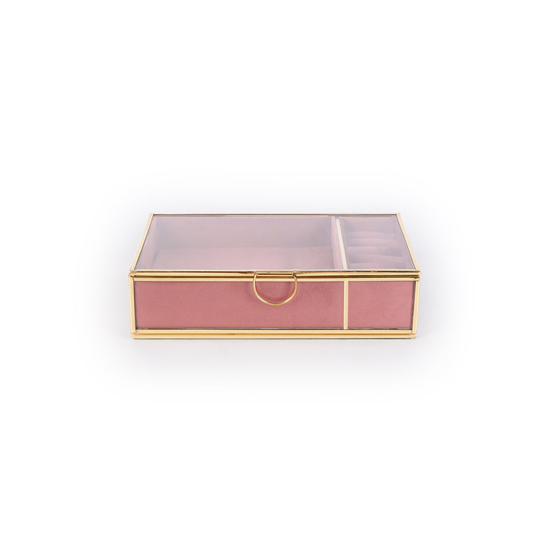 Jewellery Box Glass - Pink Jewellery Organiser 1- The Home Co.