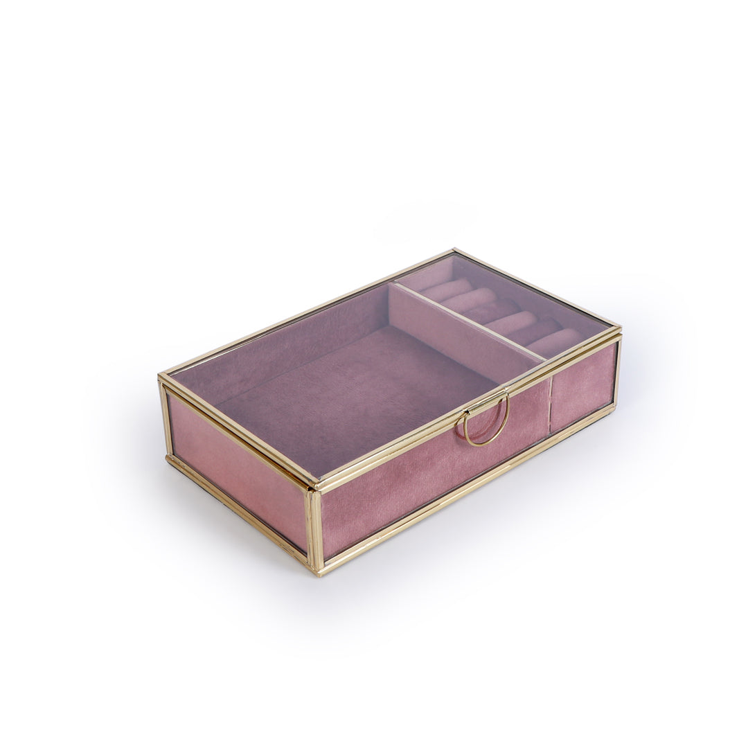 Jewellery Box Glass - Pink Jewellery Organiser 3- The Home Co.