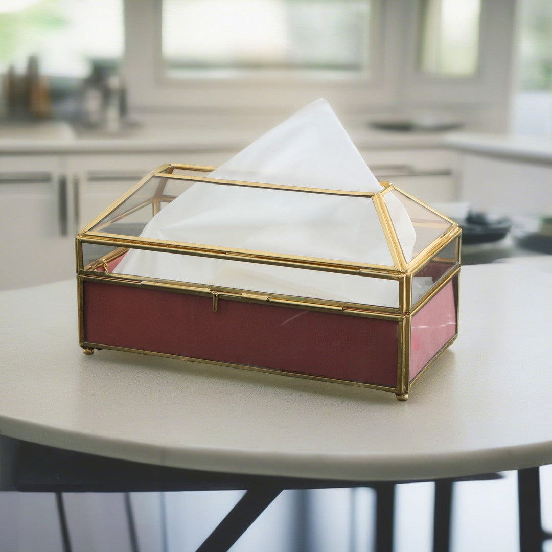 Glass Tissue Box - Pink
