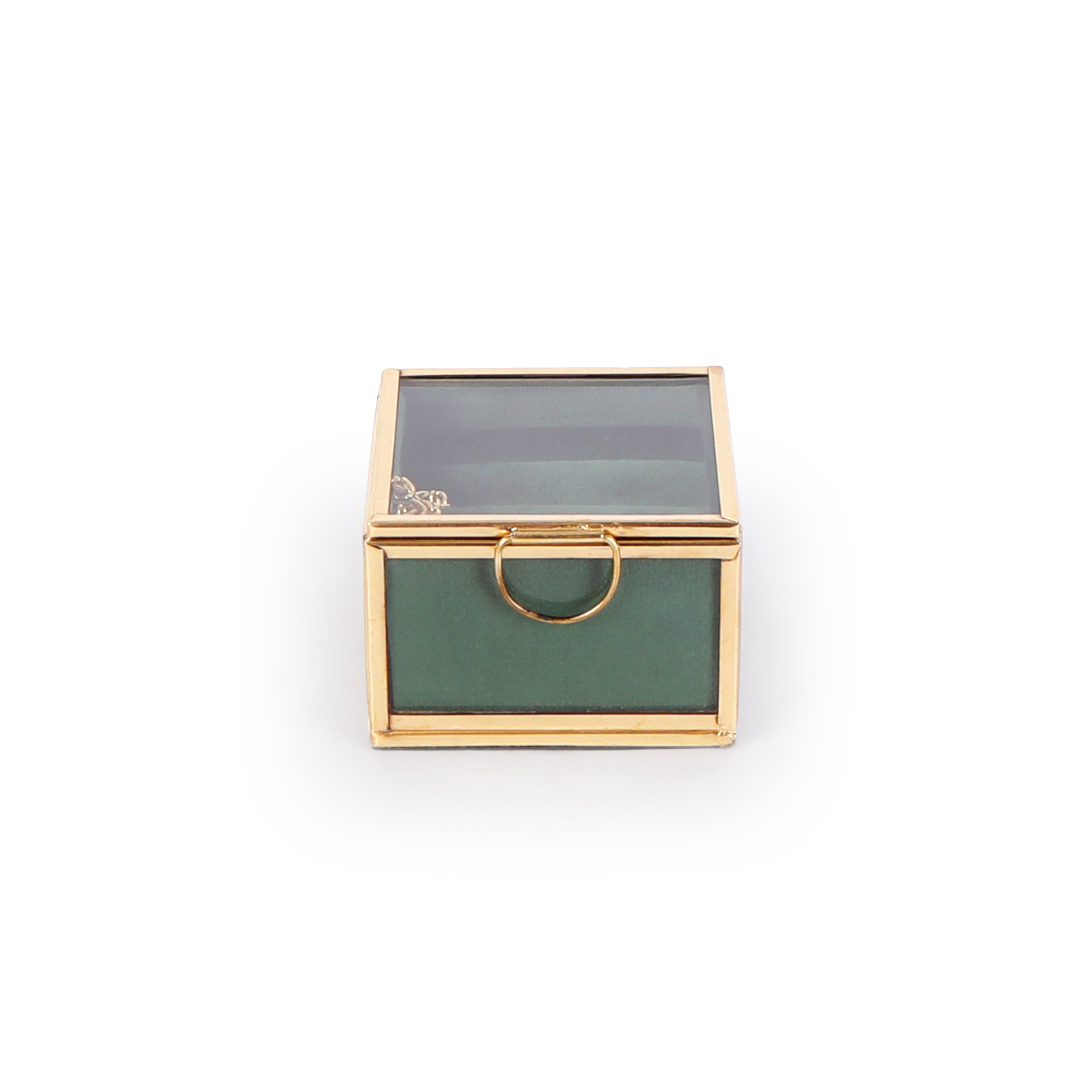 Glass Ring Box - Green  Ring Case 3- The Home Co.