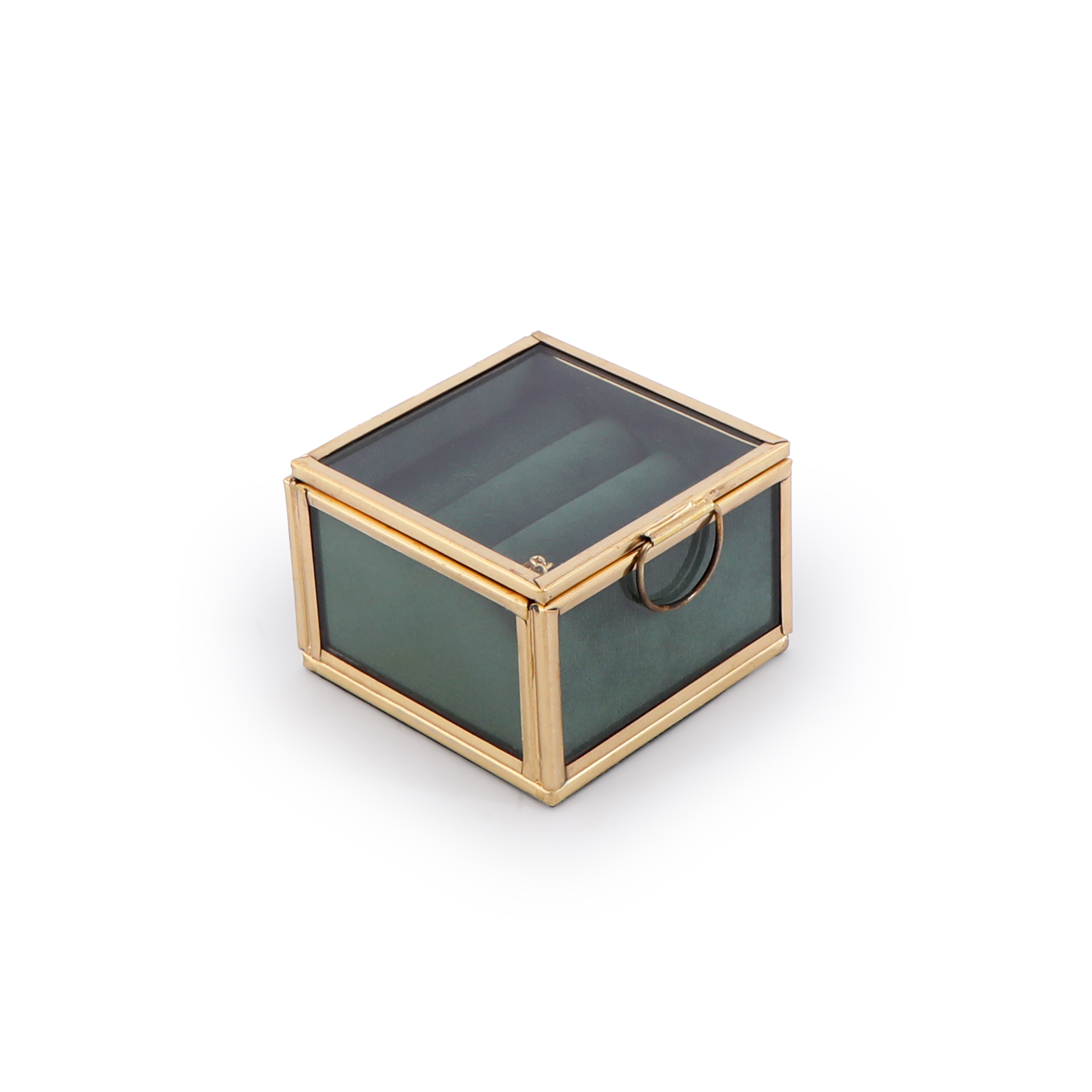 Glass Ring Box - Green  Ring Case 2- The Home Co.