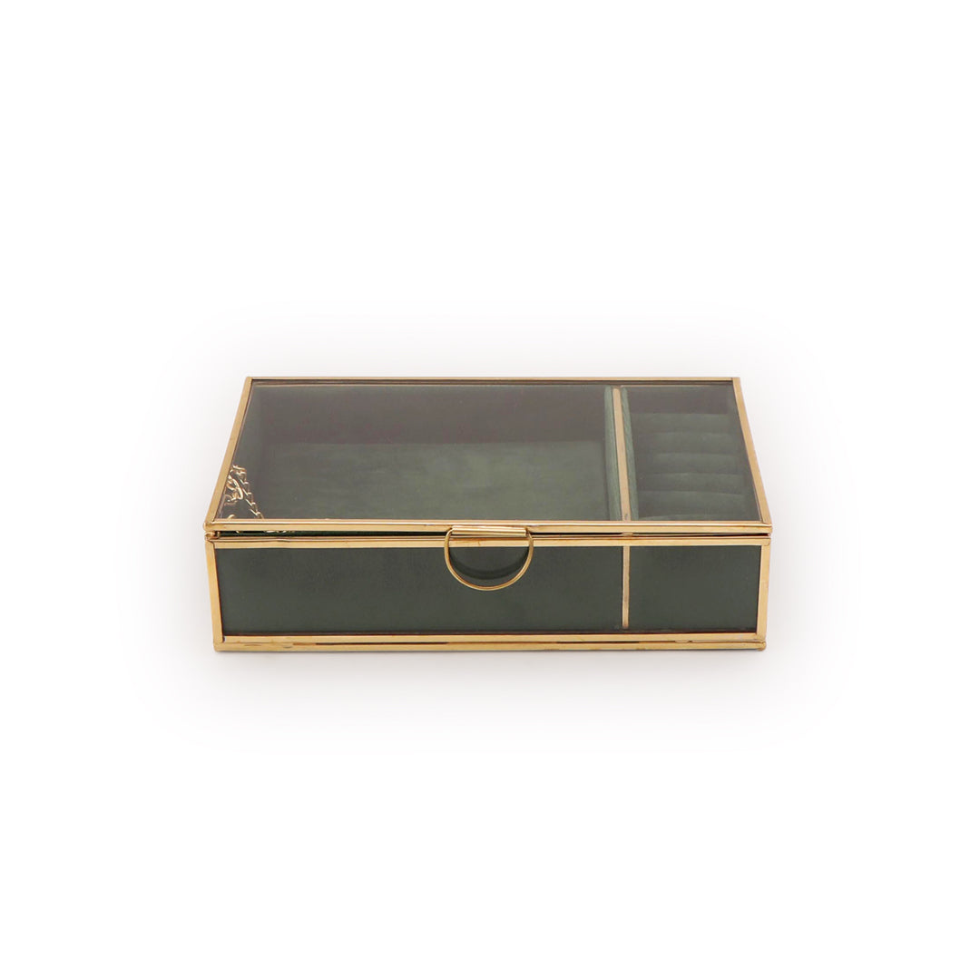 Jewellery Box Glass - Green Jewellery Organiser 3- The Home Co.