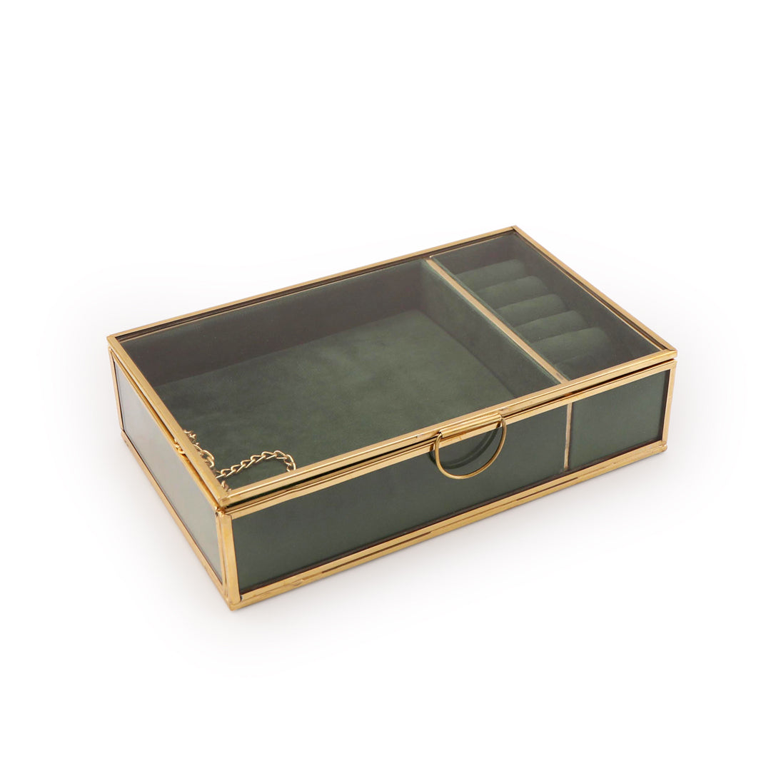 Jewellery Box Glass - Green Jewellery Organiser 1- The Home Co.