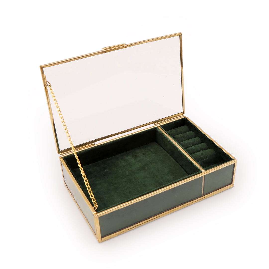 Jewellery Box Glass - Green Jewellery Organiser 5- The Home Co.