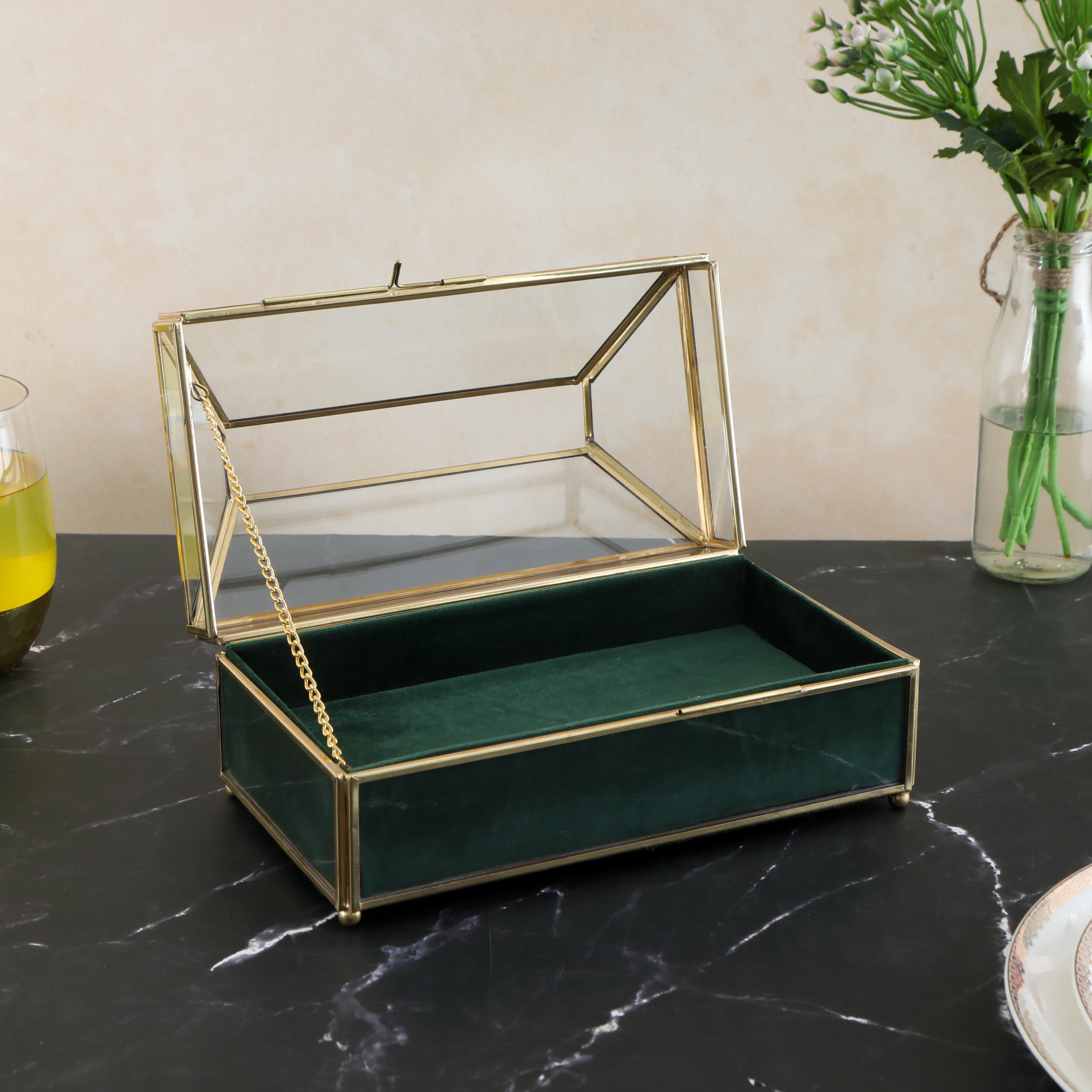 Glass Tissue Box - Green