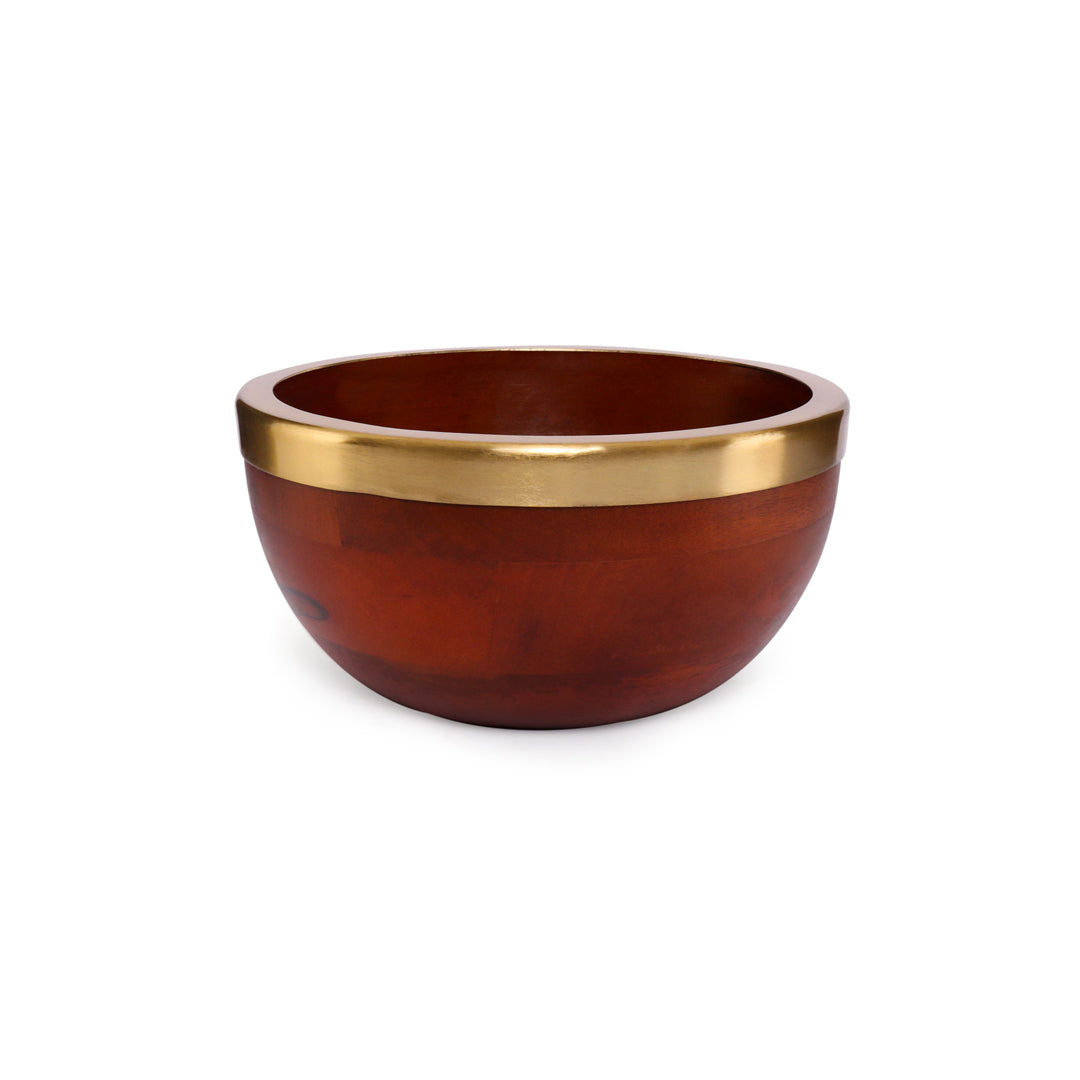 Wooden Serving Bowl With Gold Rim