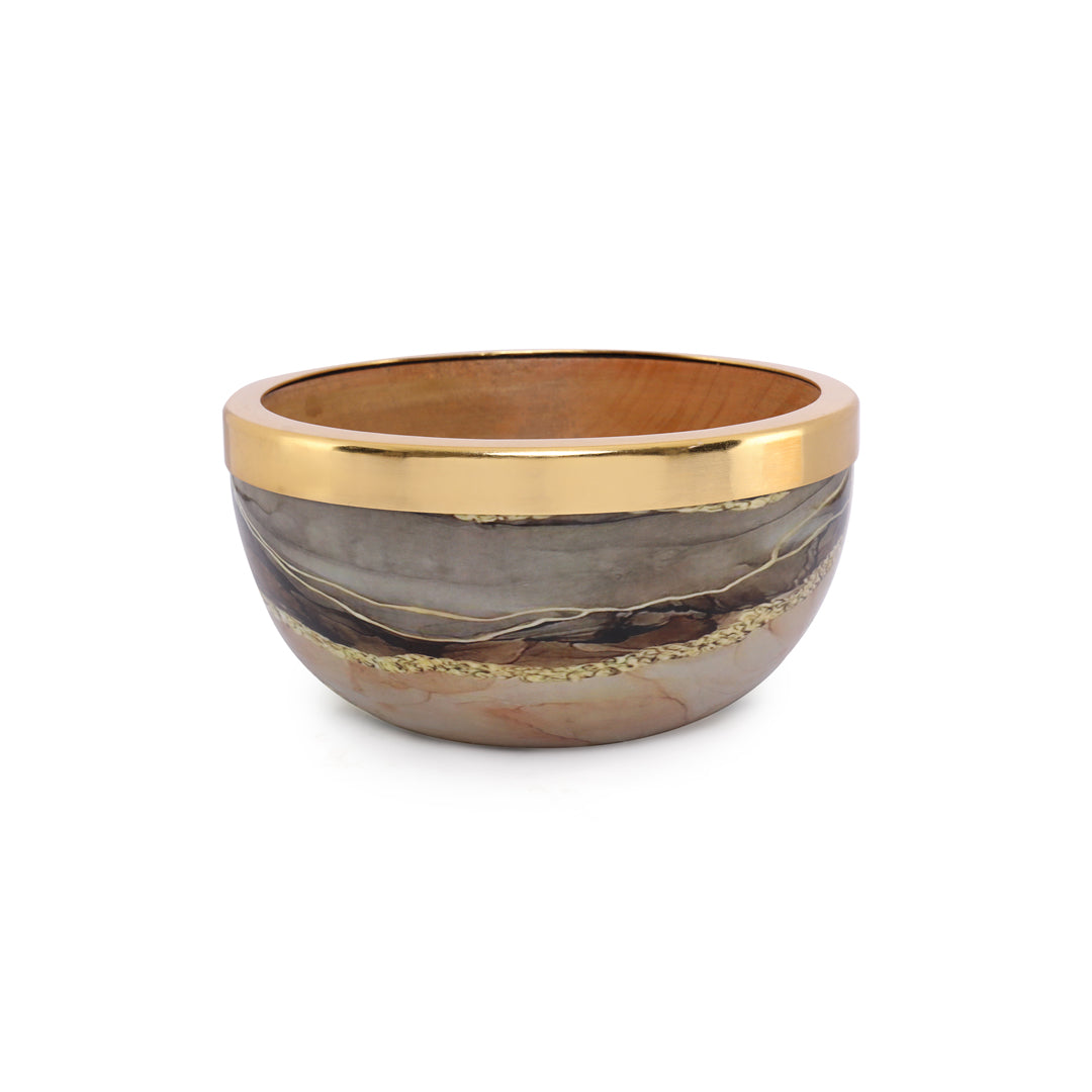 Wooden Bowl - Brown Marble