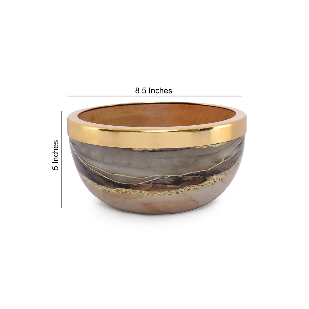 Wooden Bowl - Brown Marble