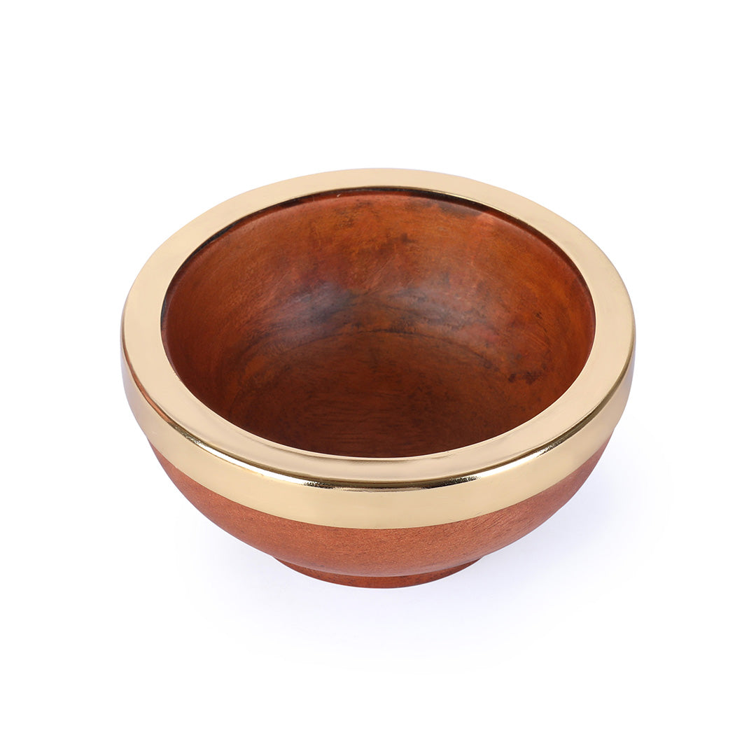Wooden Bowl With Gold Rim set of 2