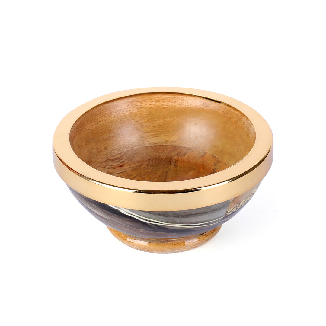 Wooden Bowl - Brown Marble set of 2