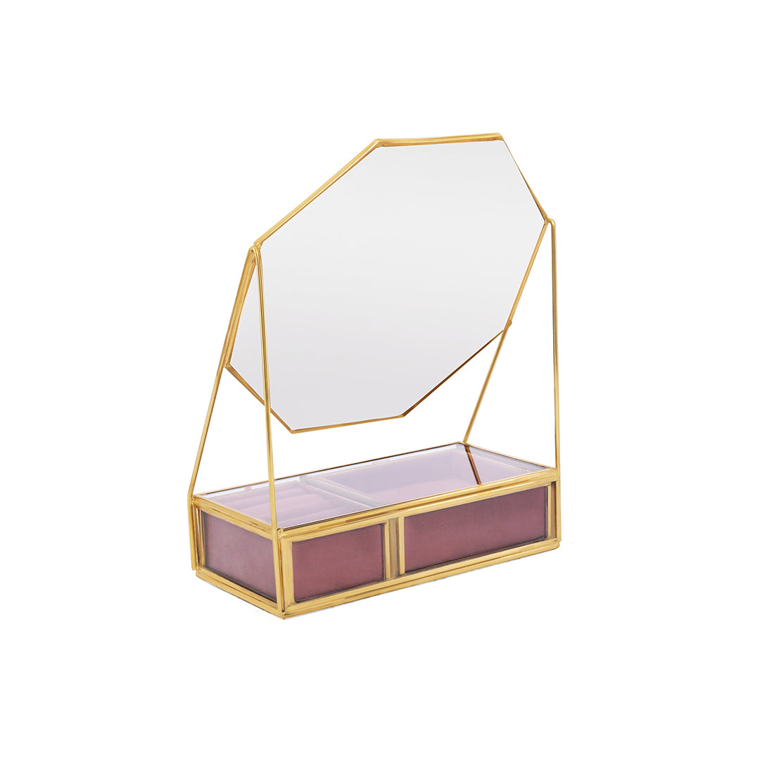 Jewellery Box With Mirror - Pink Jewellery Organiser 4- The Home Co.