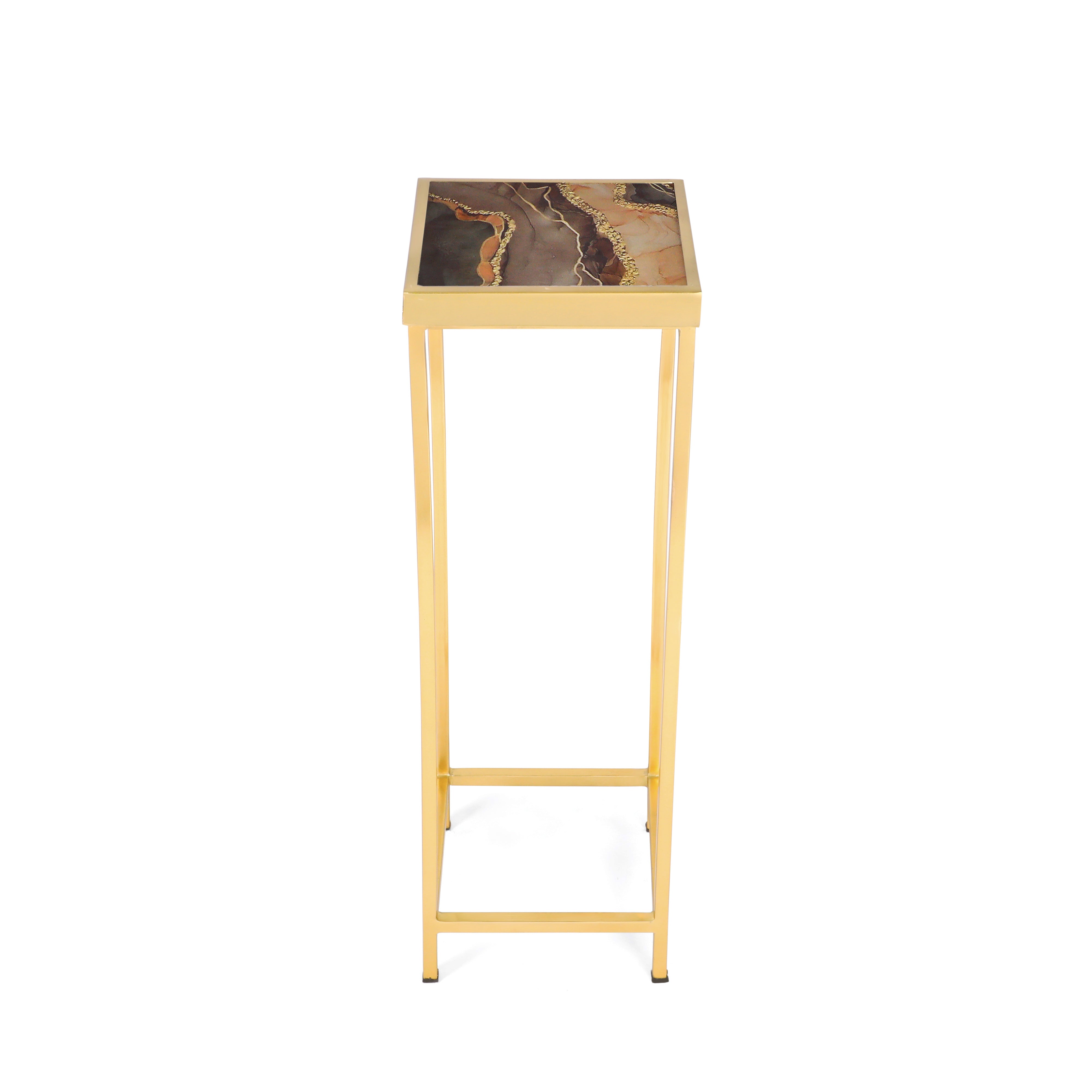 End Table Set Of 2 - Brown Marble Side Table