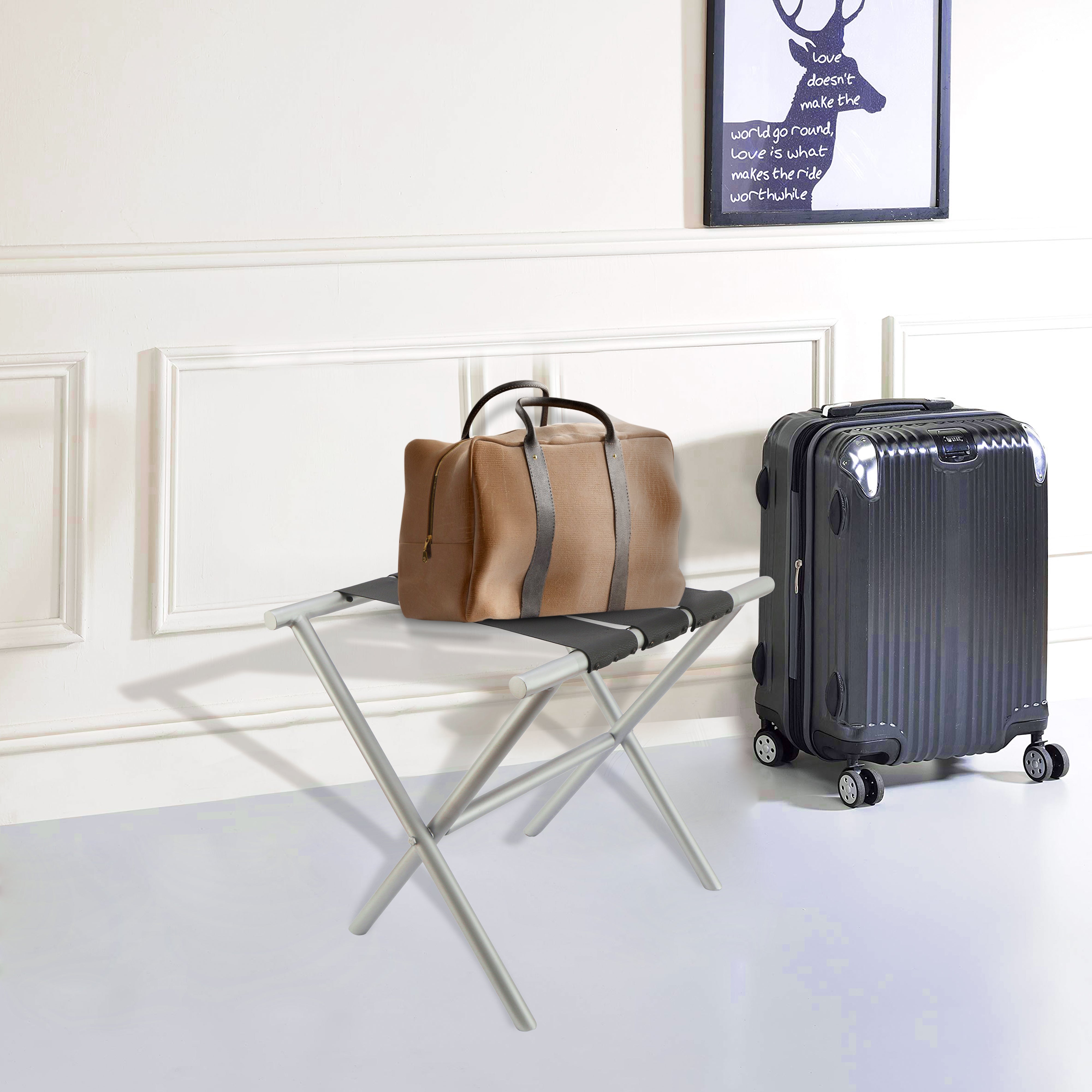 Black Luggage Rack - Folding Luggage Rack