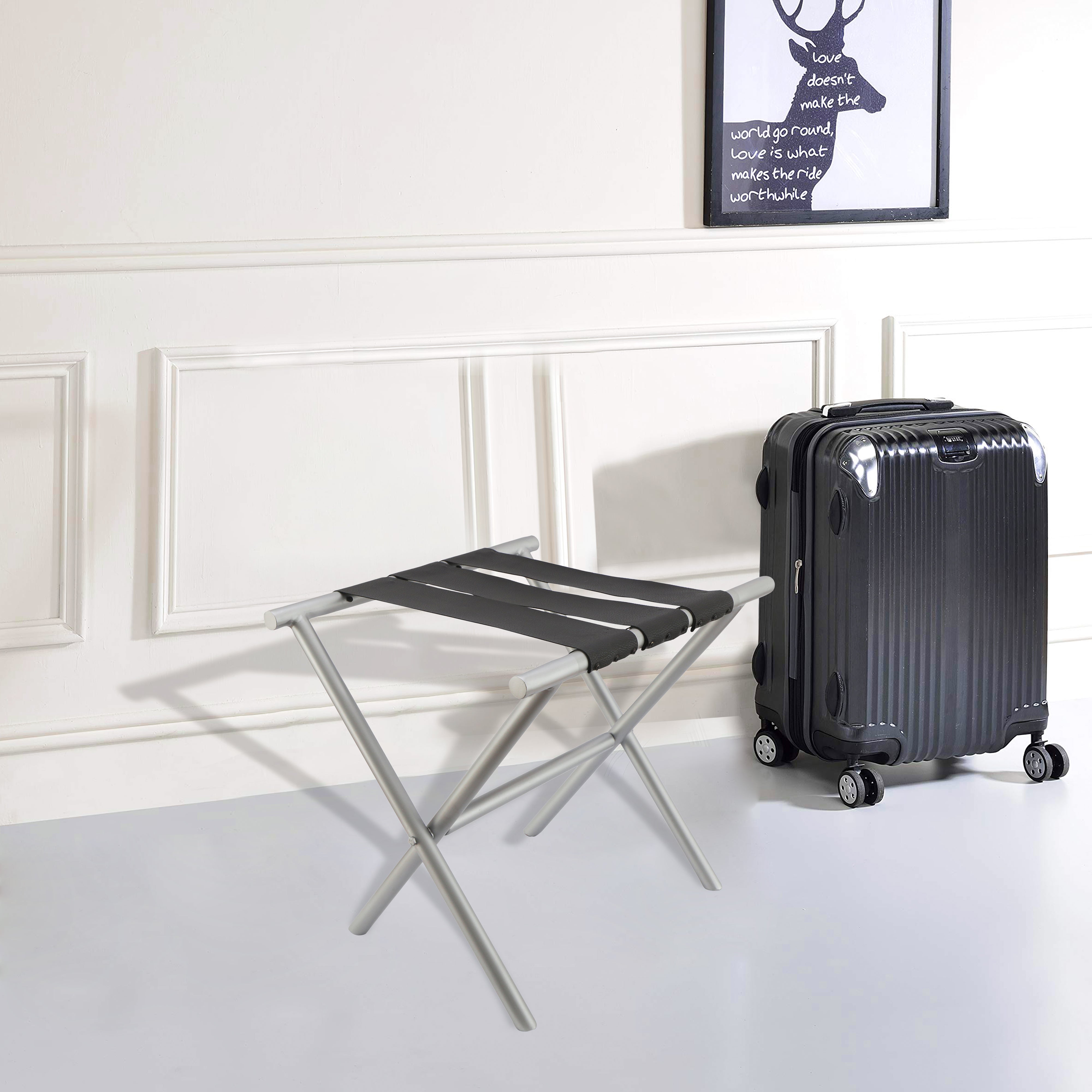 Black Luggage Rack - Folding Luggage Rack