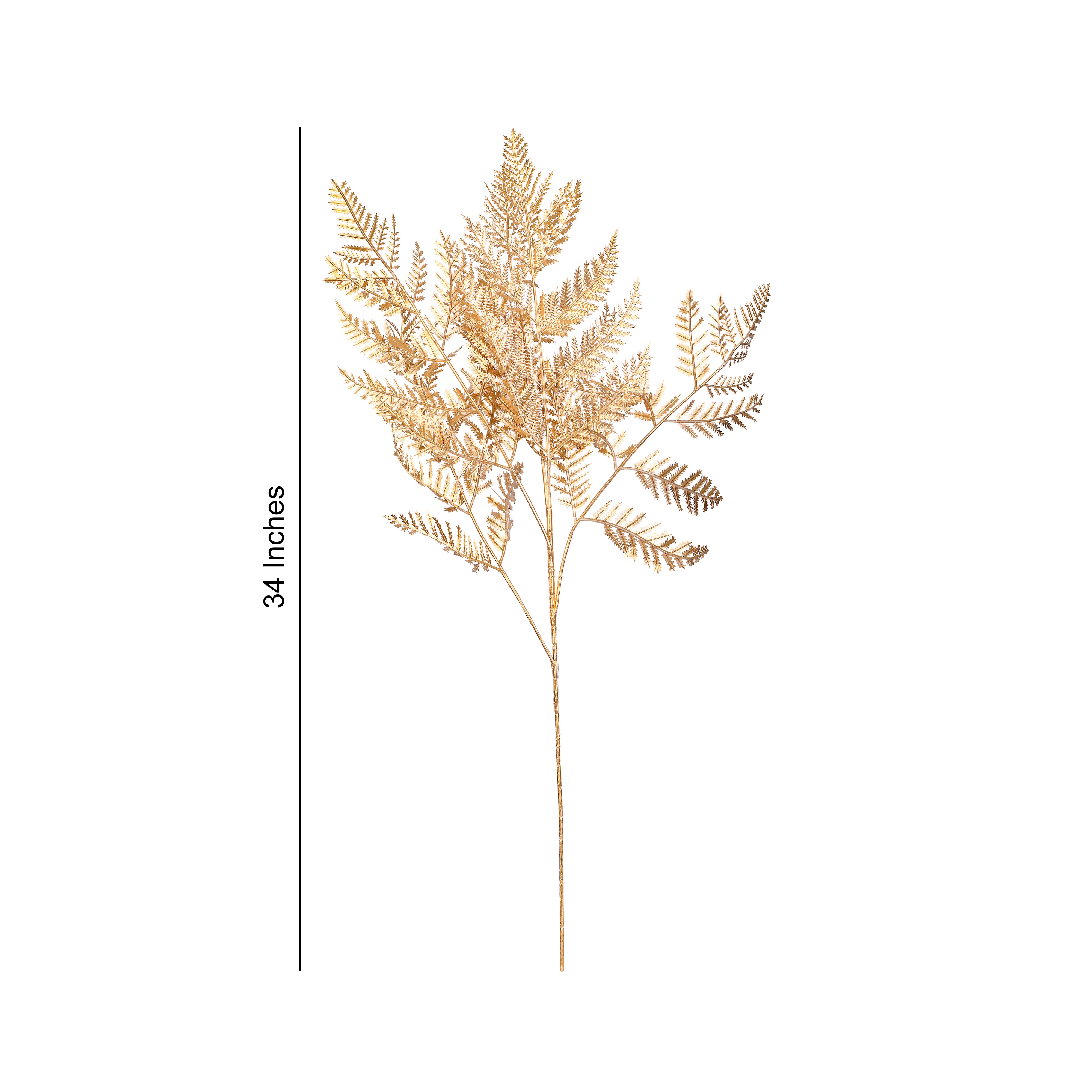 Artificial Flower Stick - Metallic Gold Fern