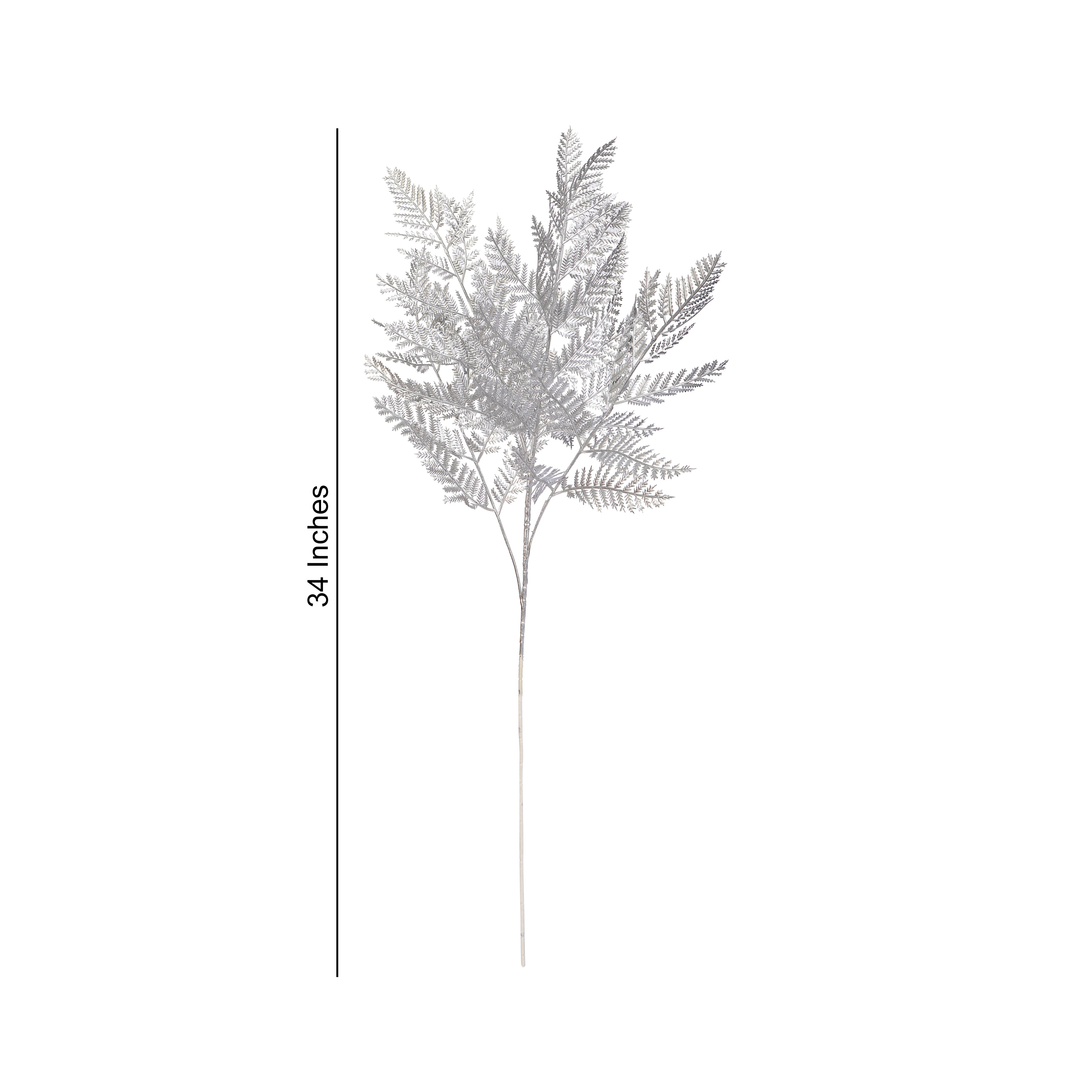 Artificial Flower Stick - Metallic Silver Fern