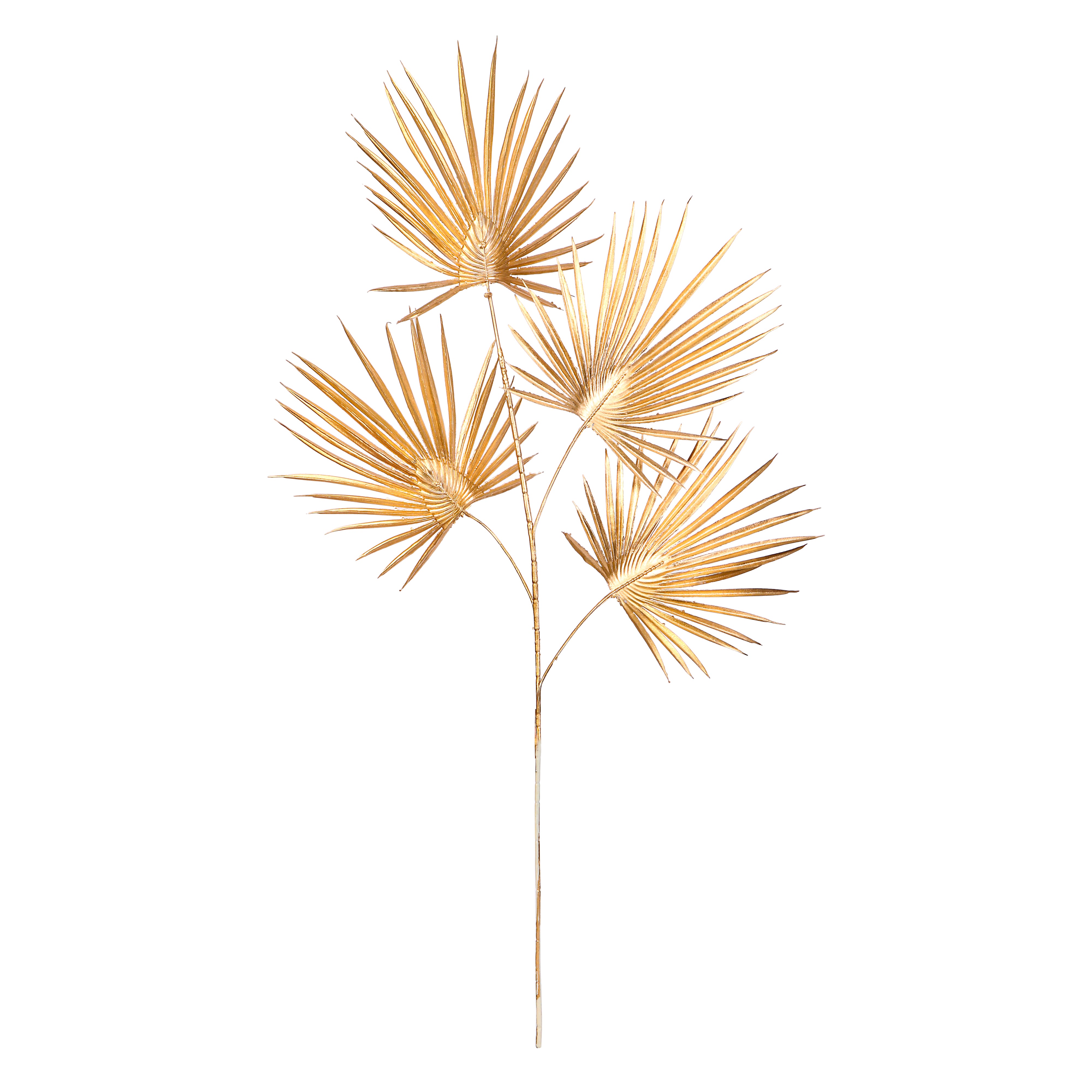 Artificial Flower Stick-  Palm Gold Metallic Leaf