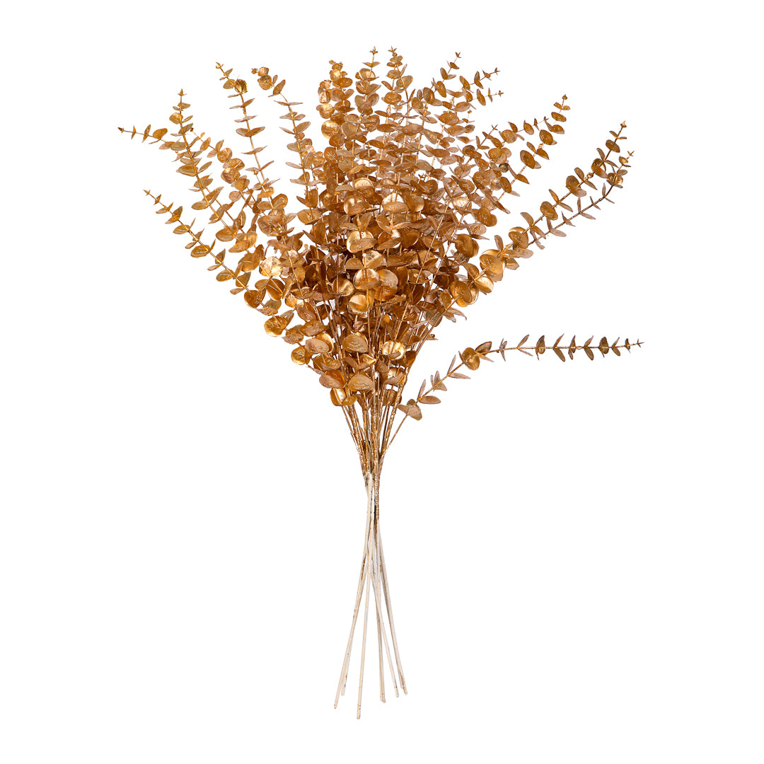 Artificial - Flower Bunch -  Eucalyptus Gold Metallic Stick