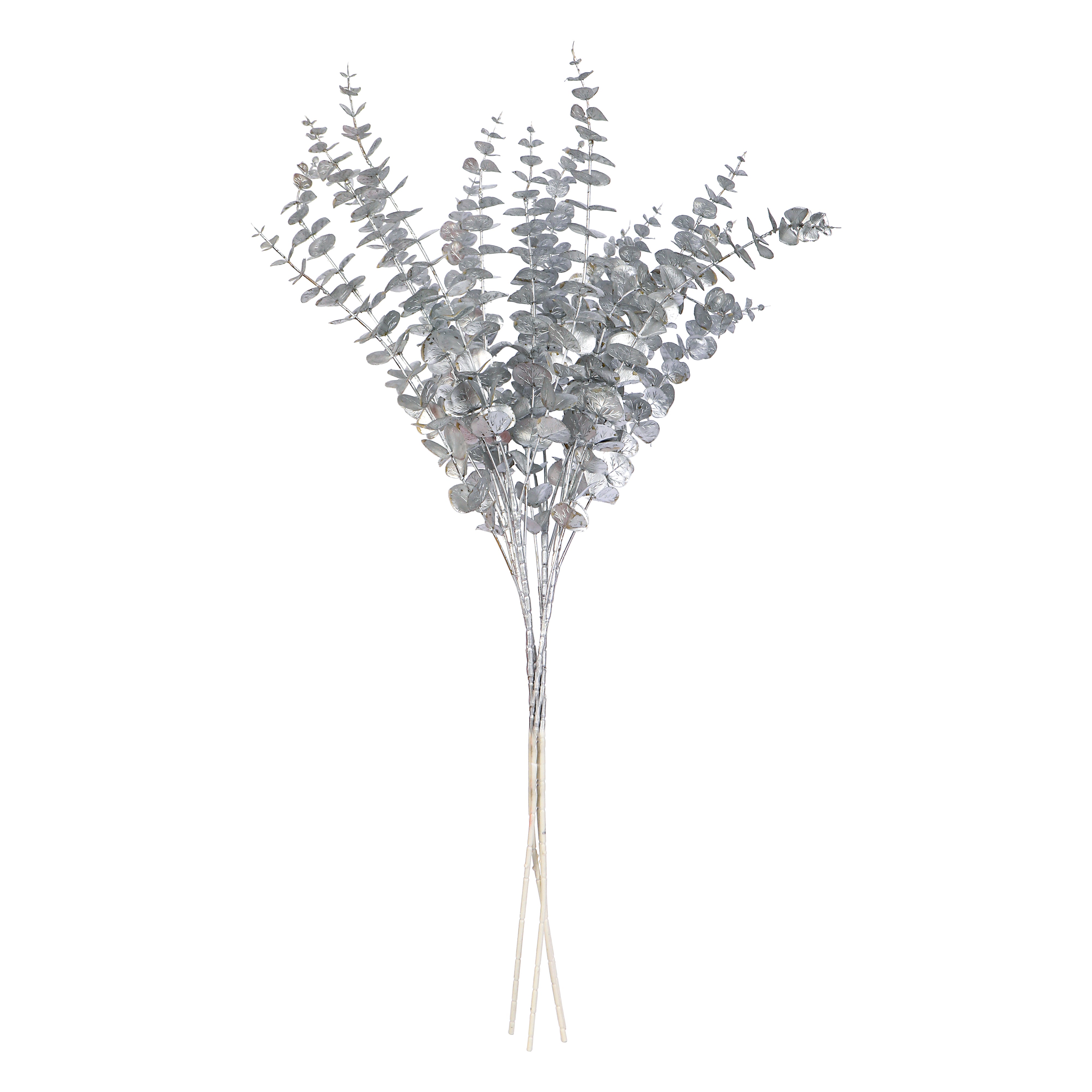 Artificial Flower Bunch -  Eucalyptus Silver Metallic Stick- 1 stick