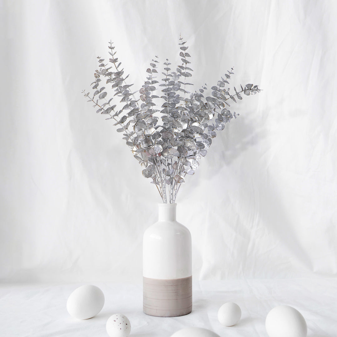Flower Bunch - Eucalyptus Silver Metallic Sticks - The Home Co.