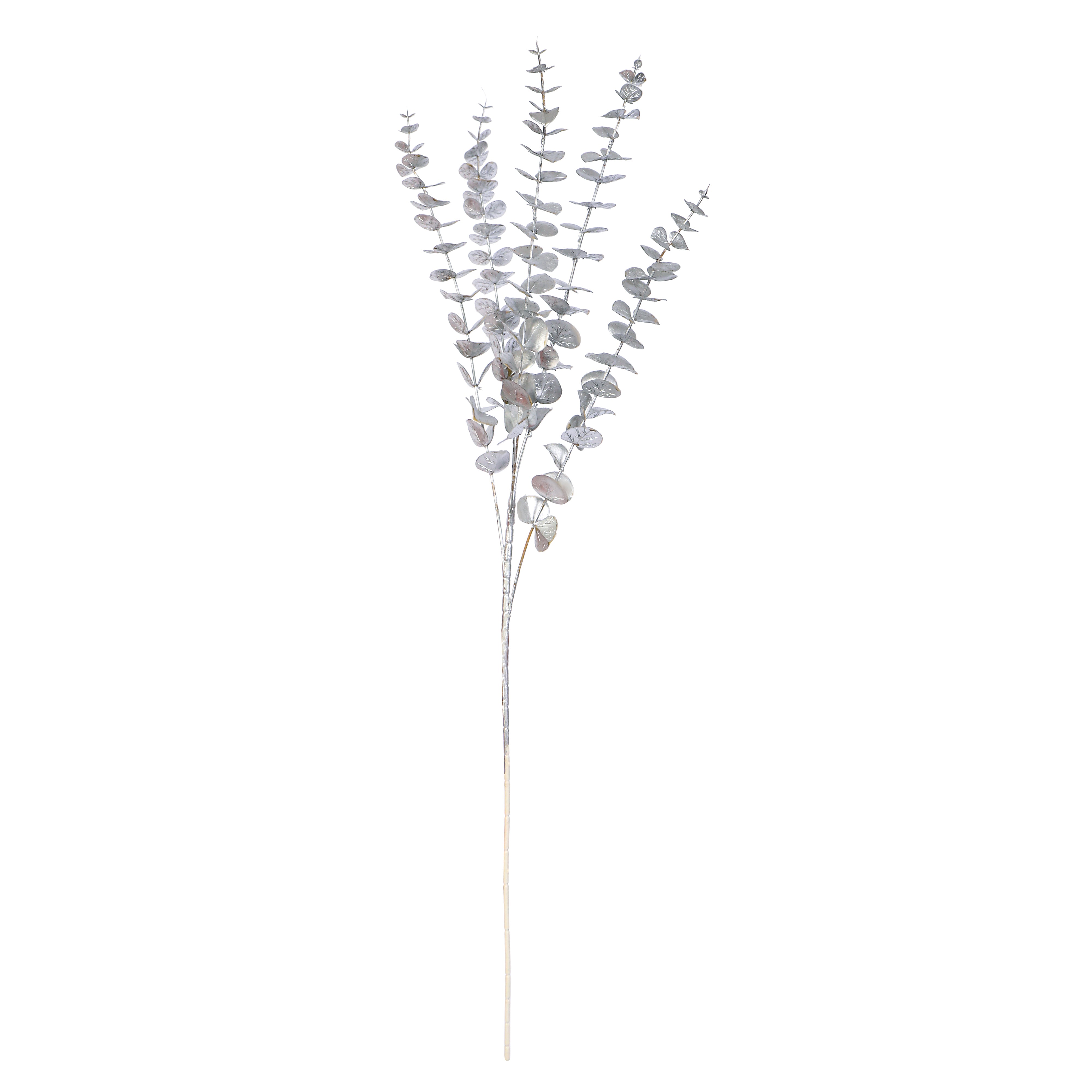 Artificial Flower Bunch -  Eucalyptus Silver Metallic Stick- 1 stick