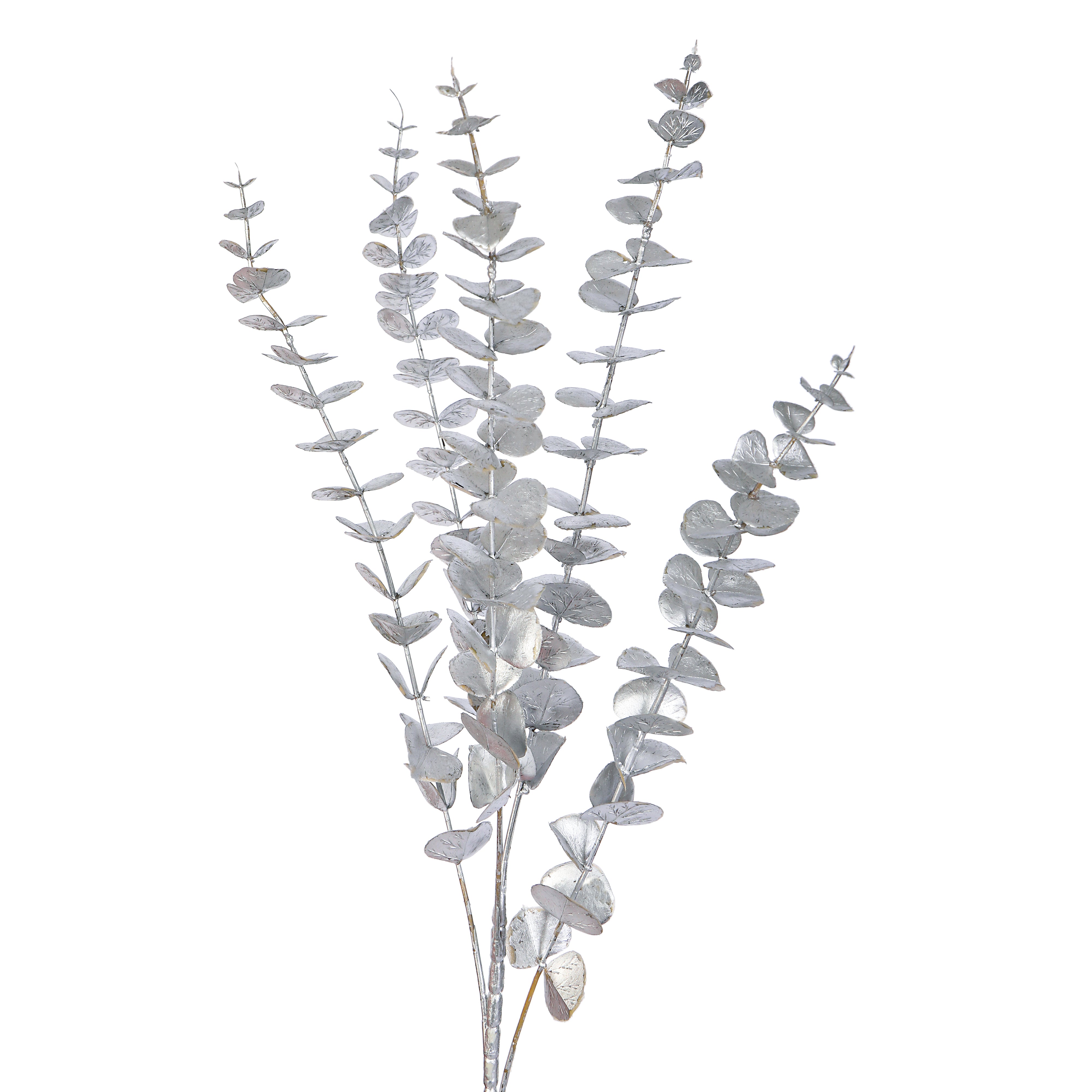 Artificial Flower Bunch -  Eucalyptus Silver Metallic Stick- 1 stick