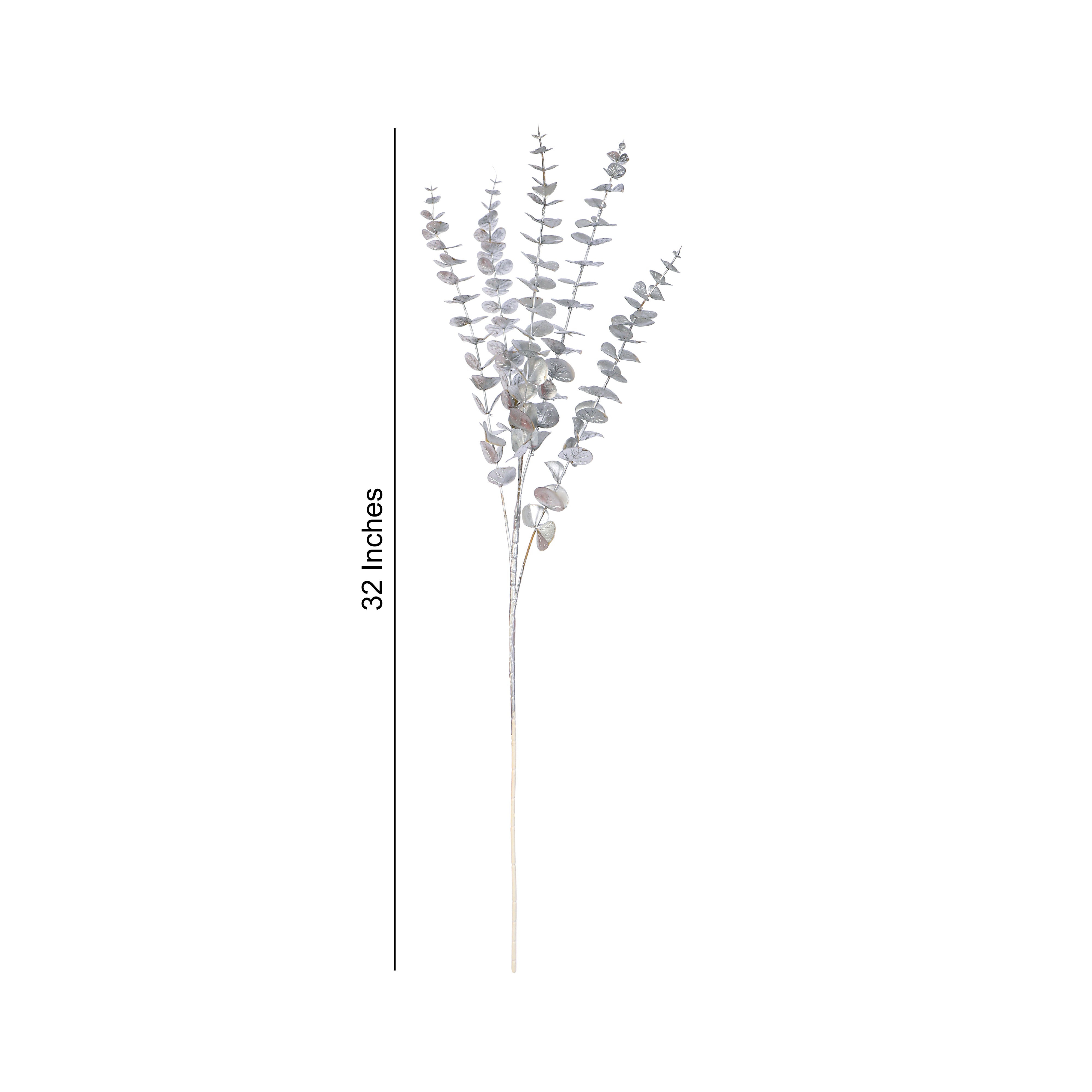 Artificial Flower Bunch -  Eucalyptus Silver Metallic Stick- 1 stick