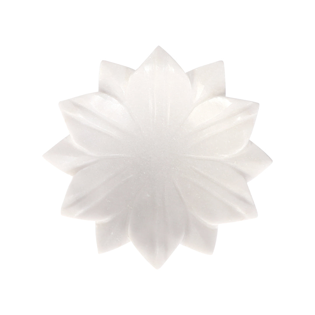Flower Marble Urli With Silver Base 4 Inch Urli 3- The Home Co.