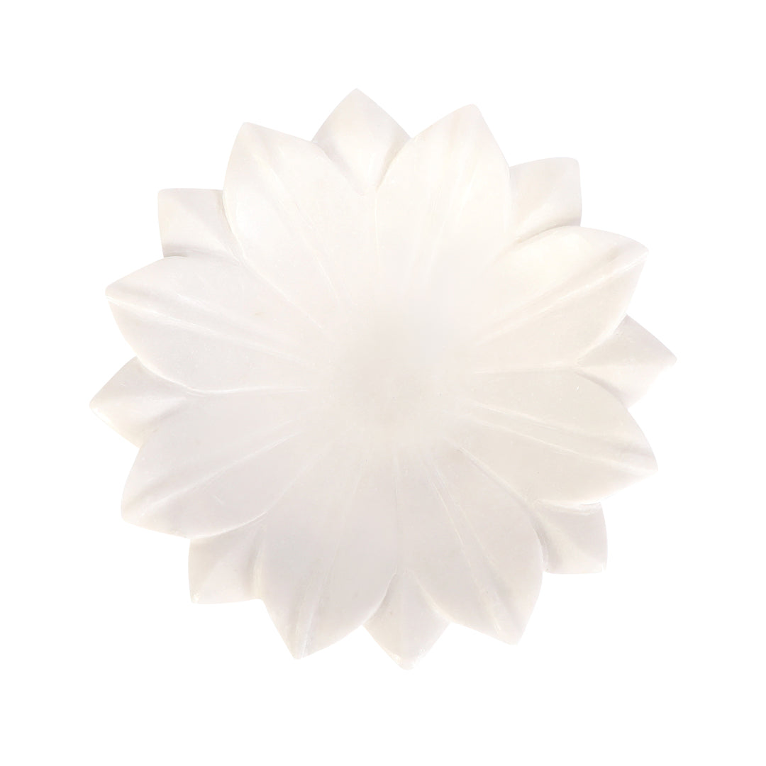 Marble Flower Urli With Silver Base 9 Inch 2- The Home Co.