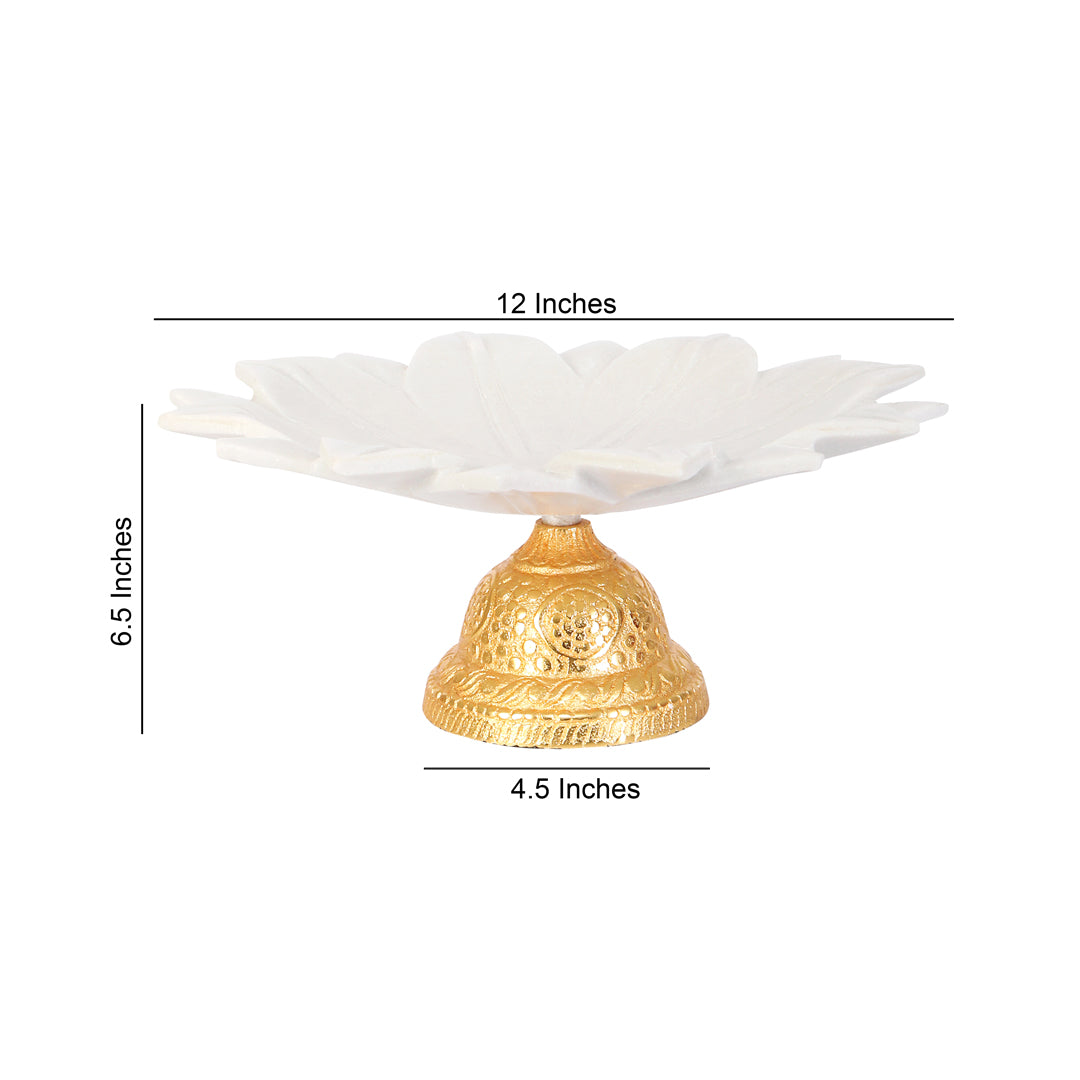 Marble Flower Urli With Gold Base 12" Inch Urli 4- The Home Co.
