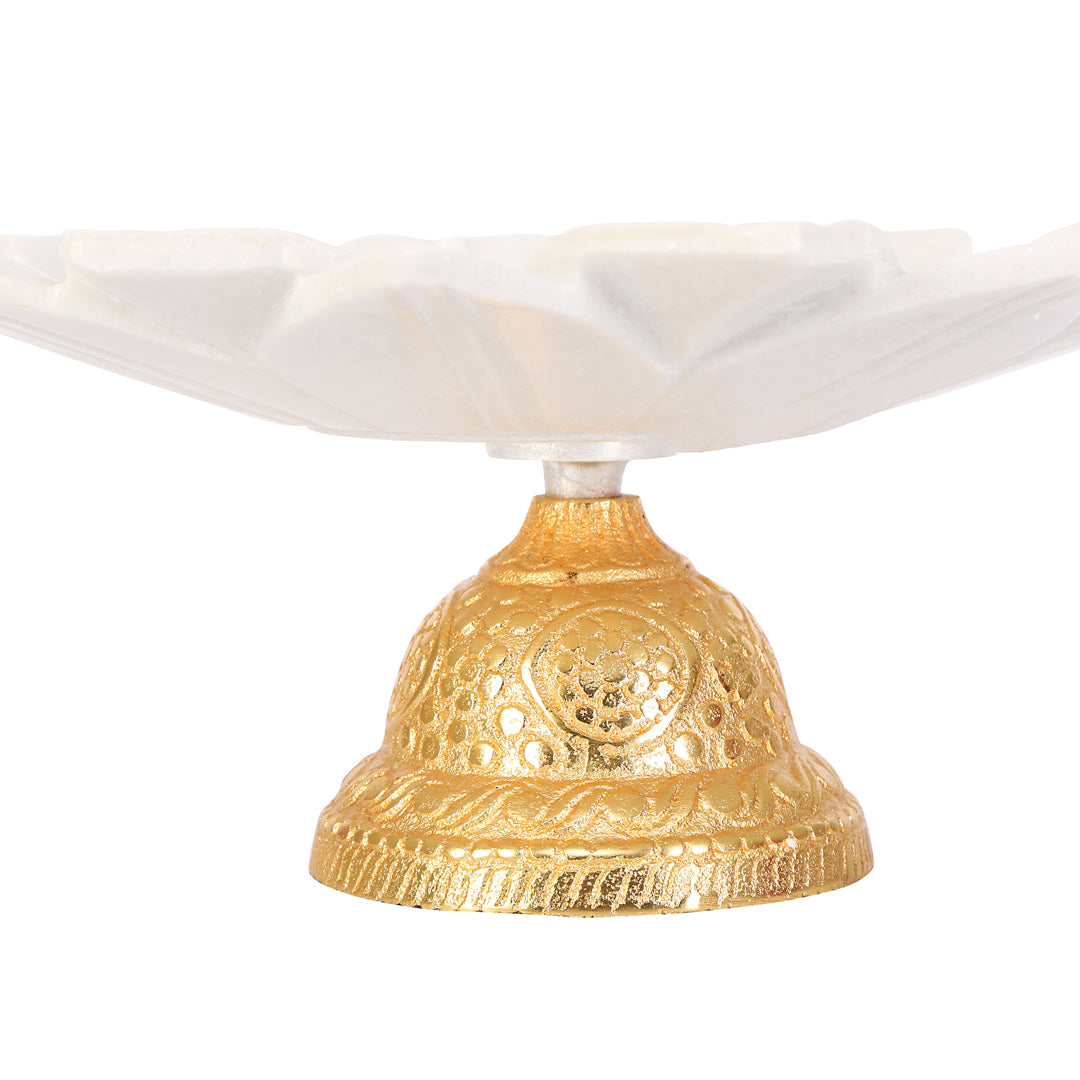 Marble Flower Urli With Gold Base 12" Inch Urli 3- The Home Co.