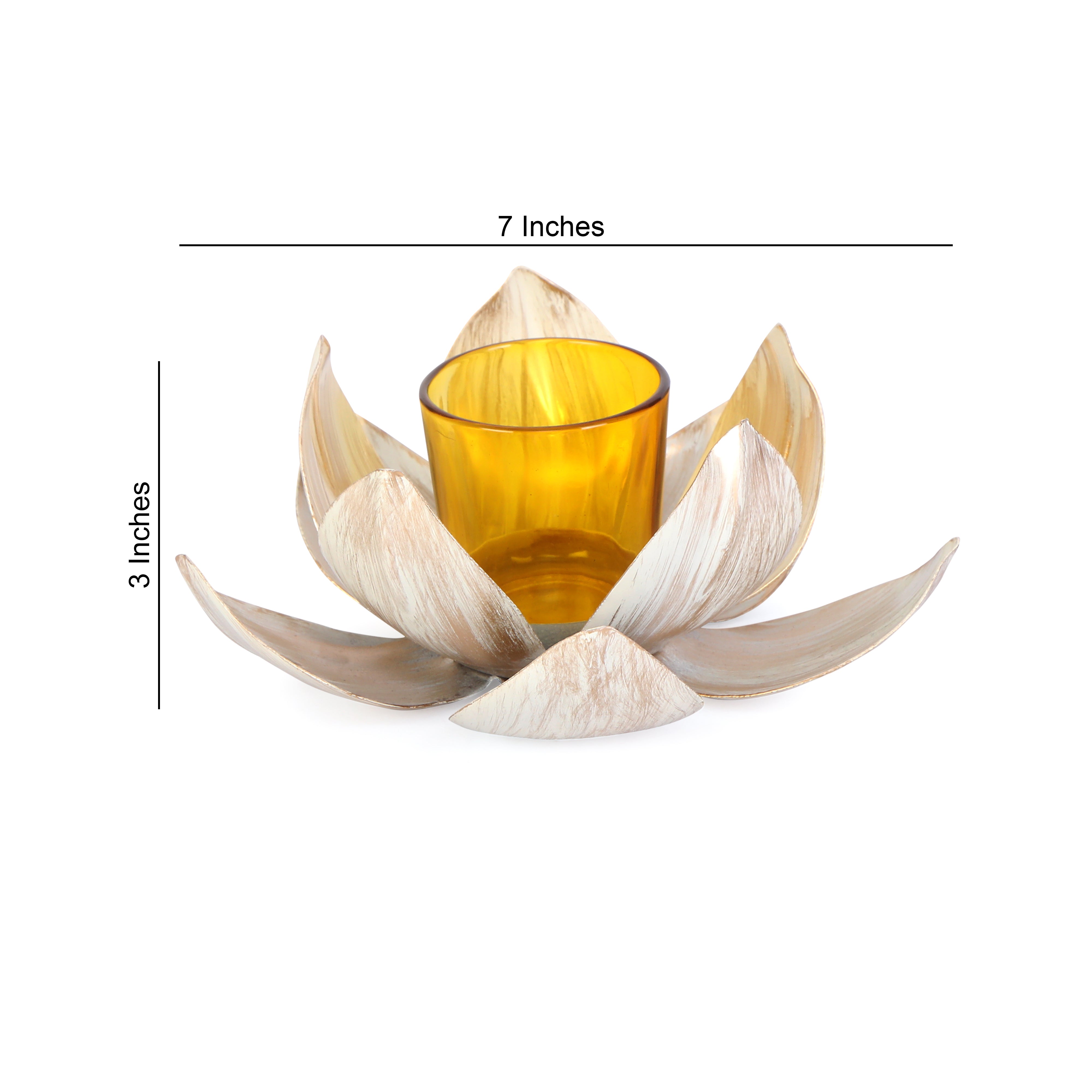 Tea Light Candle Stand 4- Gold & Ivory Foil Lotus Tea Light Candle Holder - The Home Co.