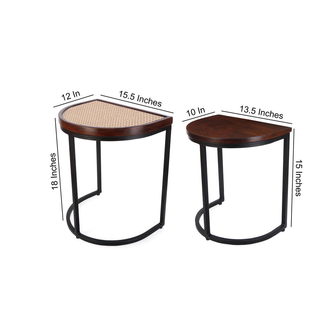 Nested Table Set of 2 - Rattan D Shape Side Table 4- The Home Co.