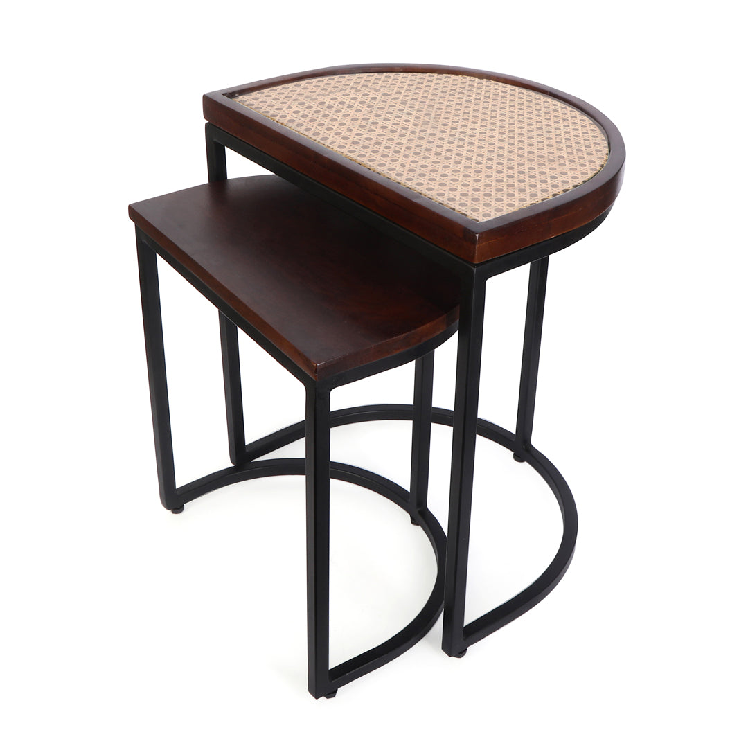 Nested Table Set of 2 - Rattan D Shape Side Table 7- The Home Co.