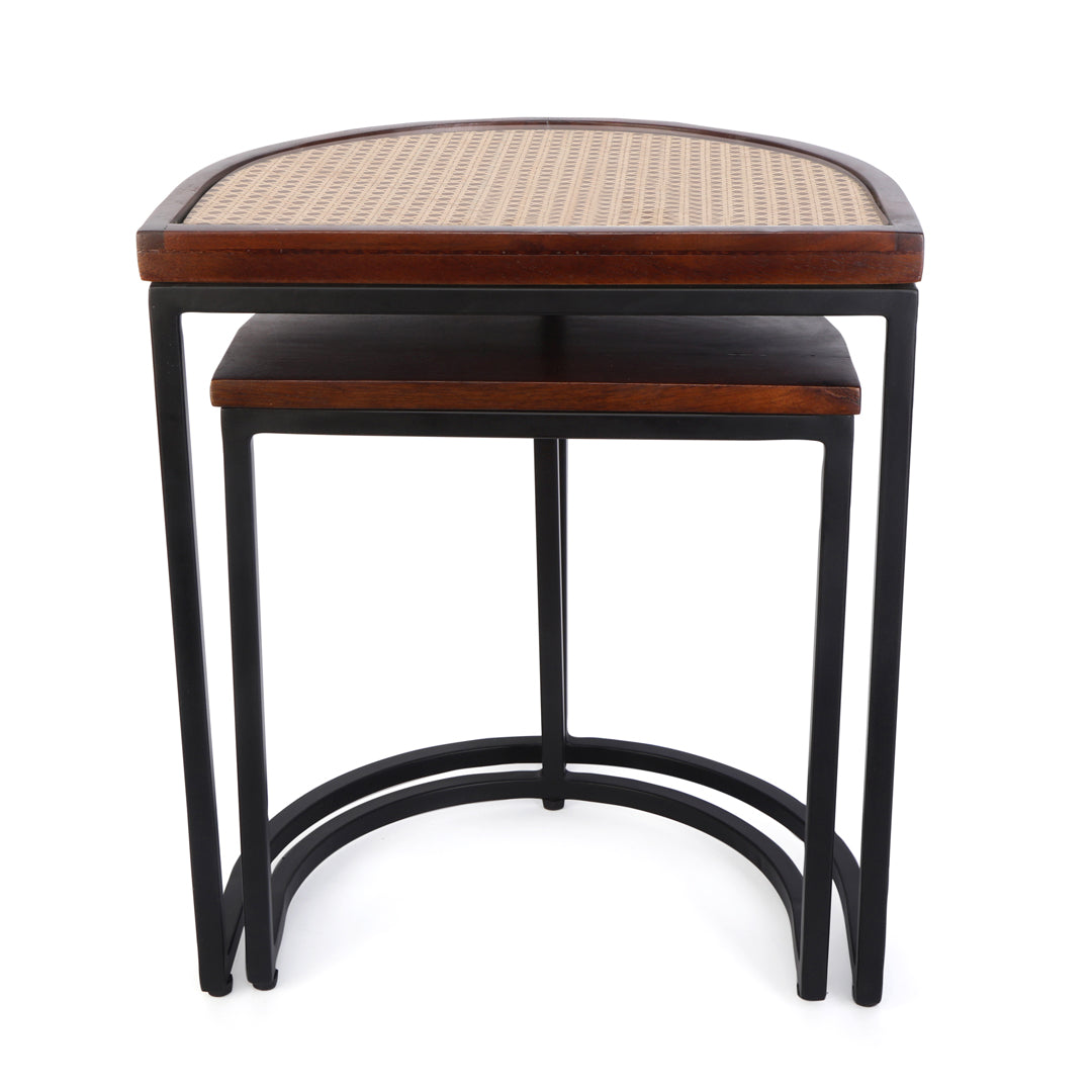 Nested Table Set of 2 - Rattan D Shape Side Table 8- The Home Co.