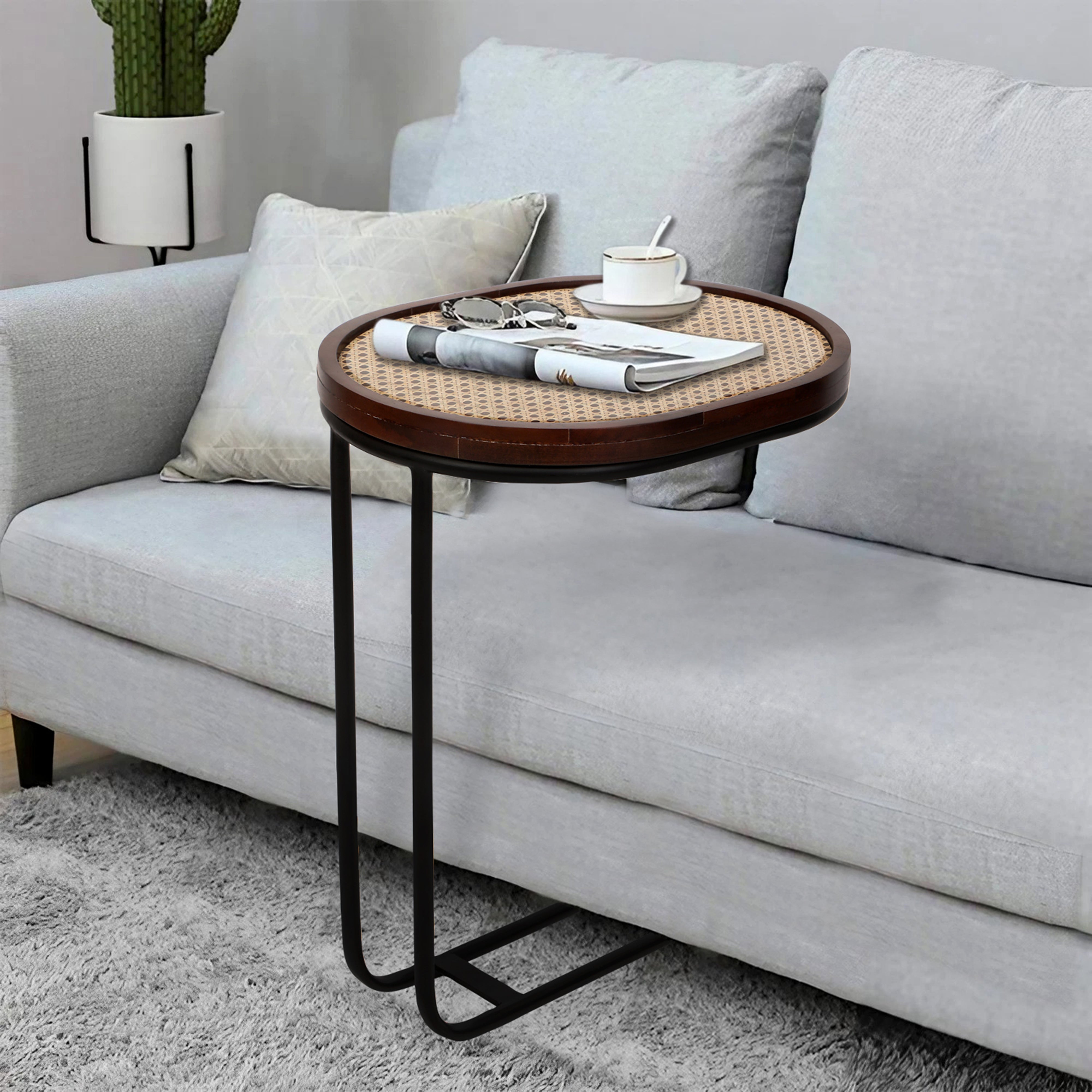 Side Table - Rattan Oval Side Table