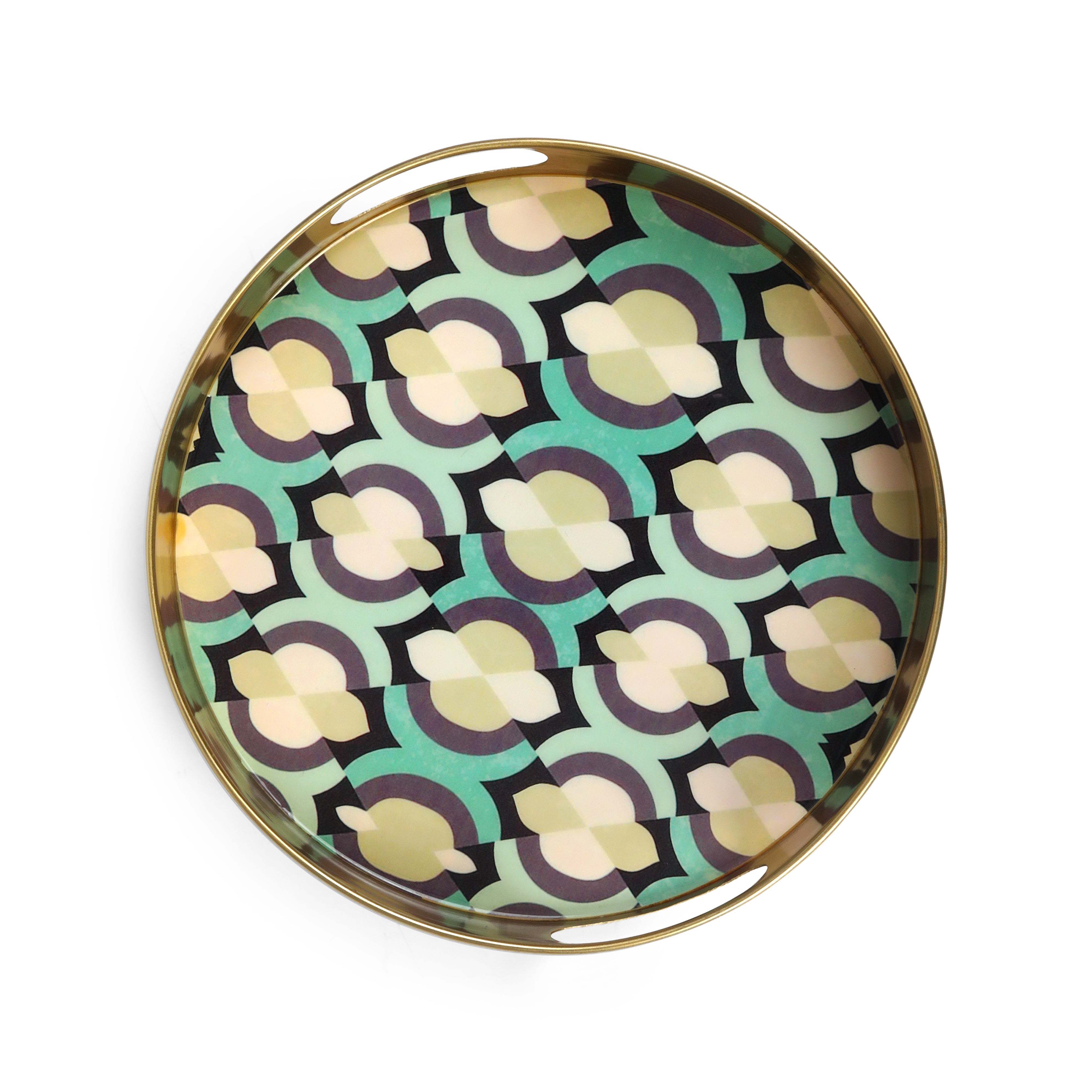 Round Metal Tray Set Of 2 - Mosaic