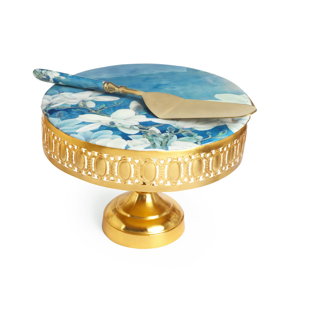 Cakestand - Blue White Flower - The Home Co.