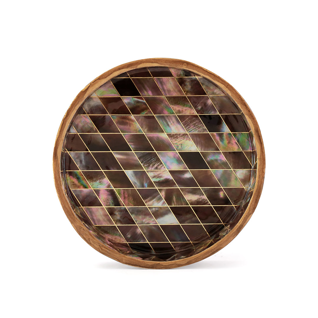 Round Tray - Brown Diamond