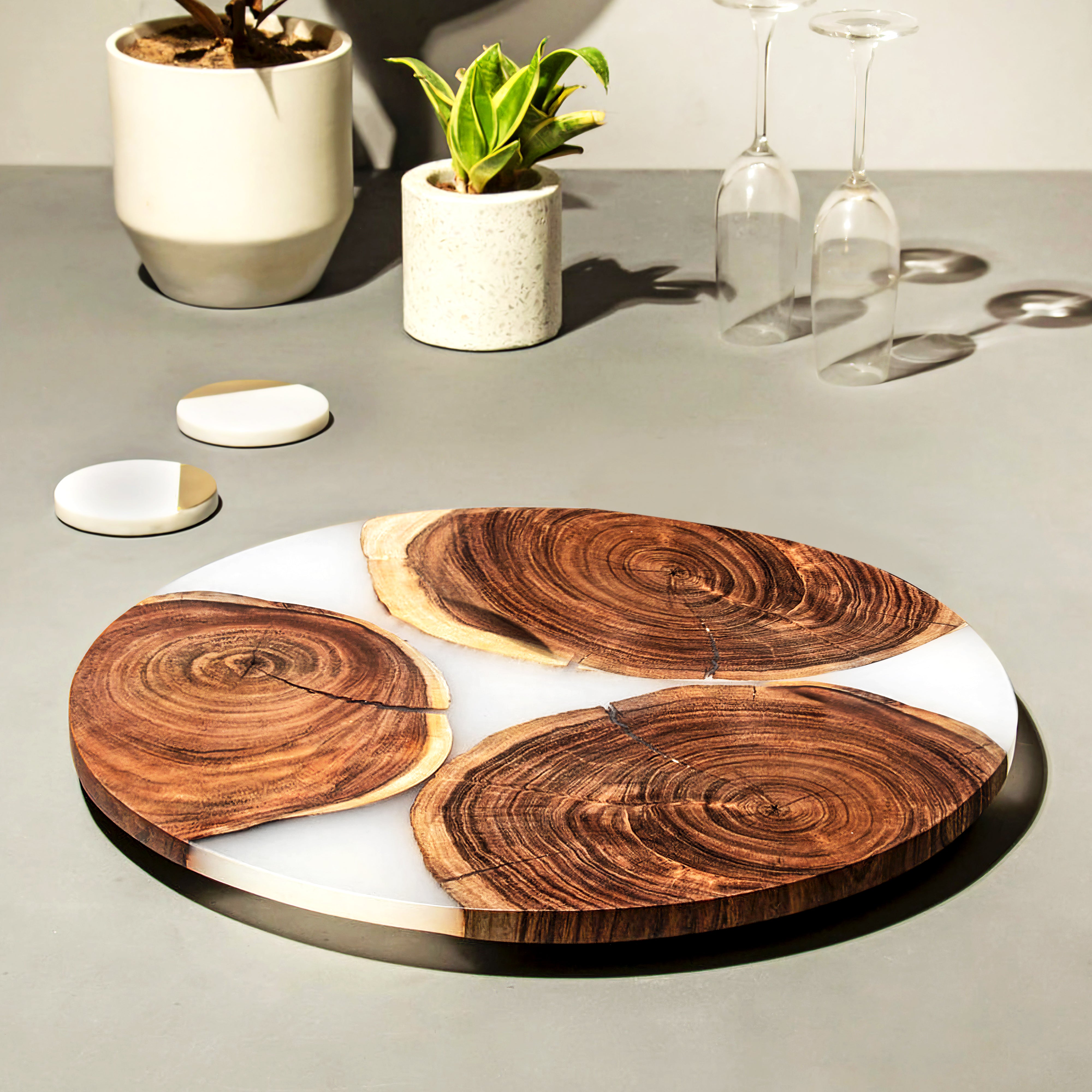 Wooden & Epoxy Resin Lazy Susan