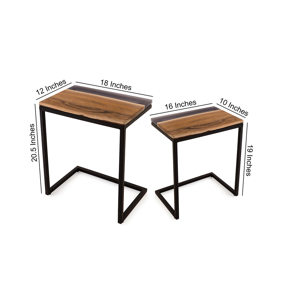 Square Side Table Set Of 2 - Epoxy Resin Side Table 4- The Home Co.