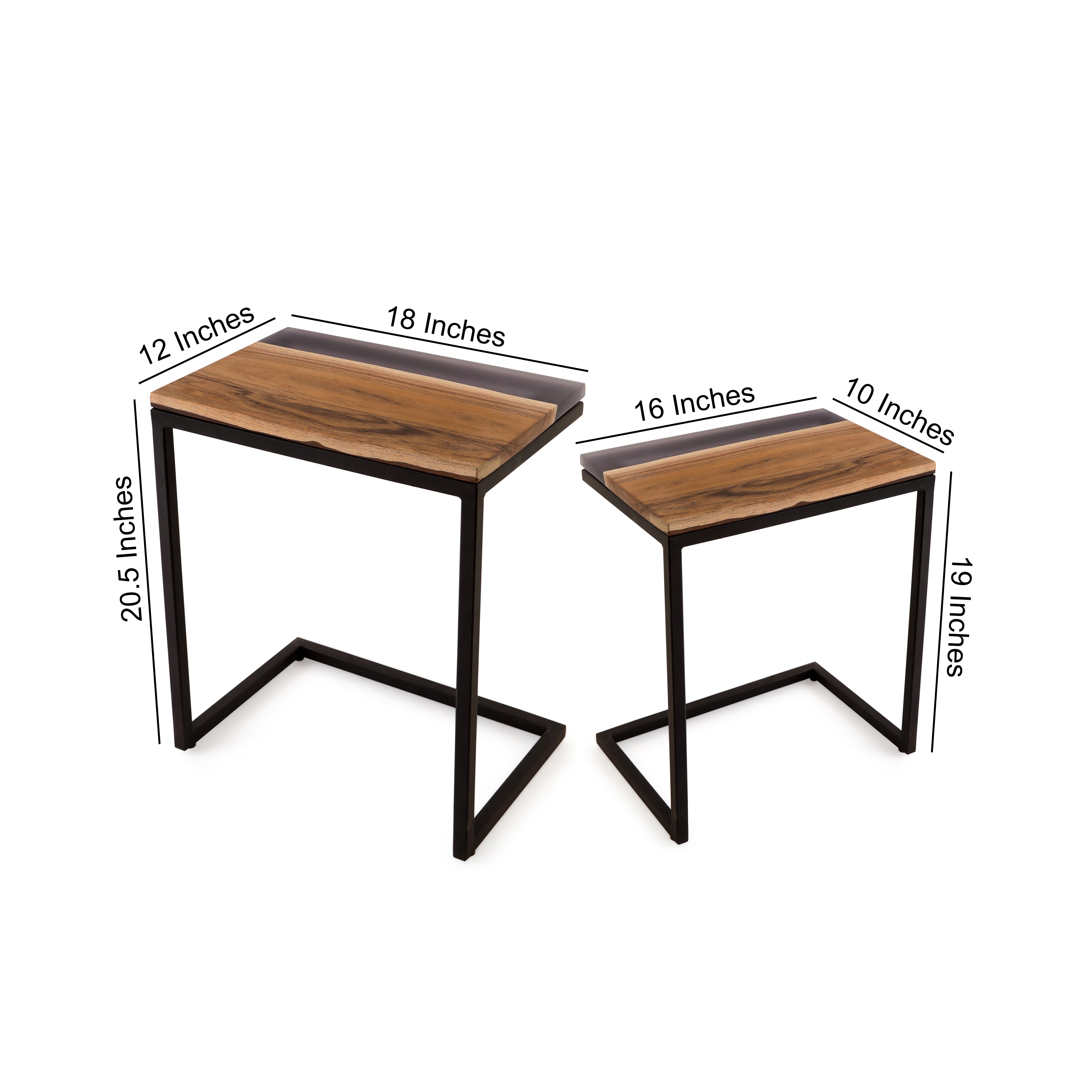 Square Side Table Set Of 2 - Epoxy Resin Side Table