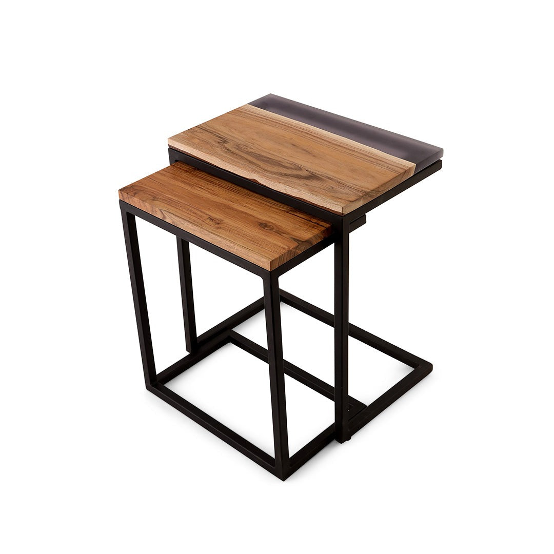 Square Side Table Set Of 2 - Epoxy Resin Side Table 2- The Home Co.