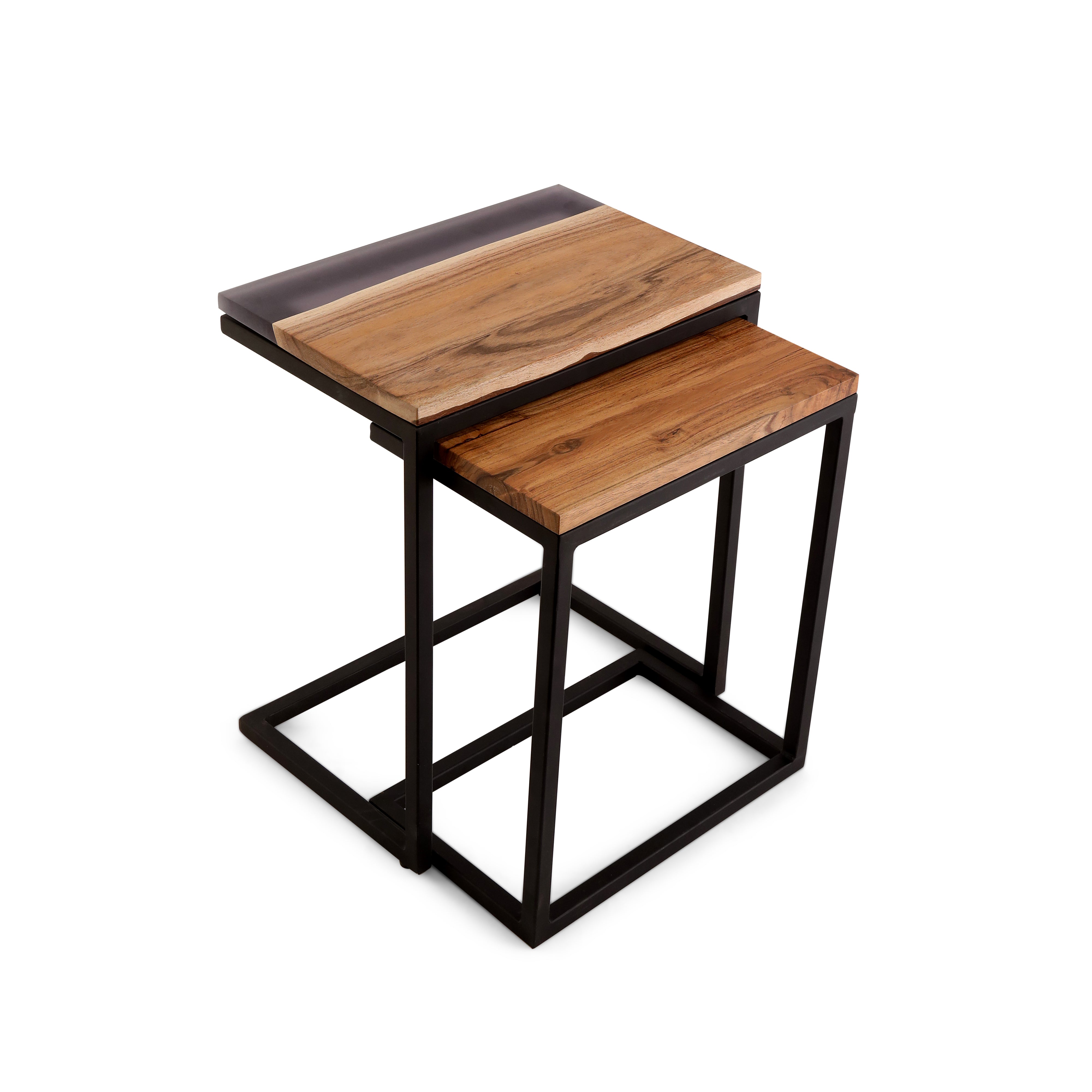 Square Side Table Set Of 2 - Epoxy Resin Side Table