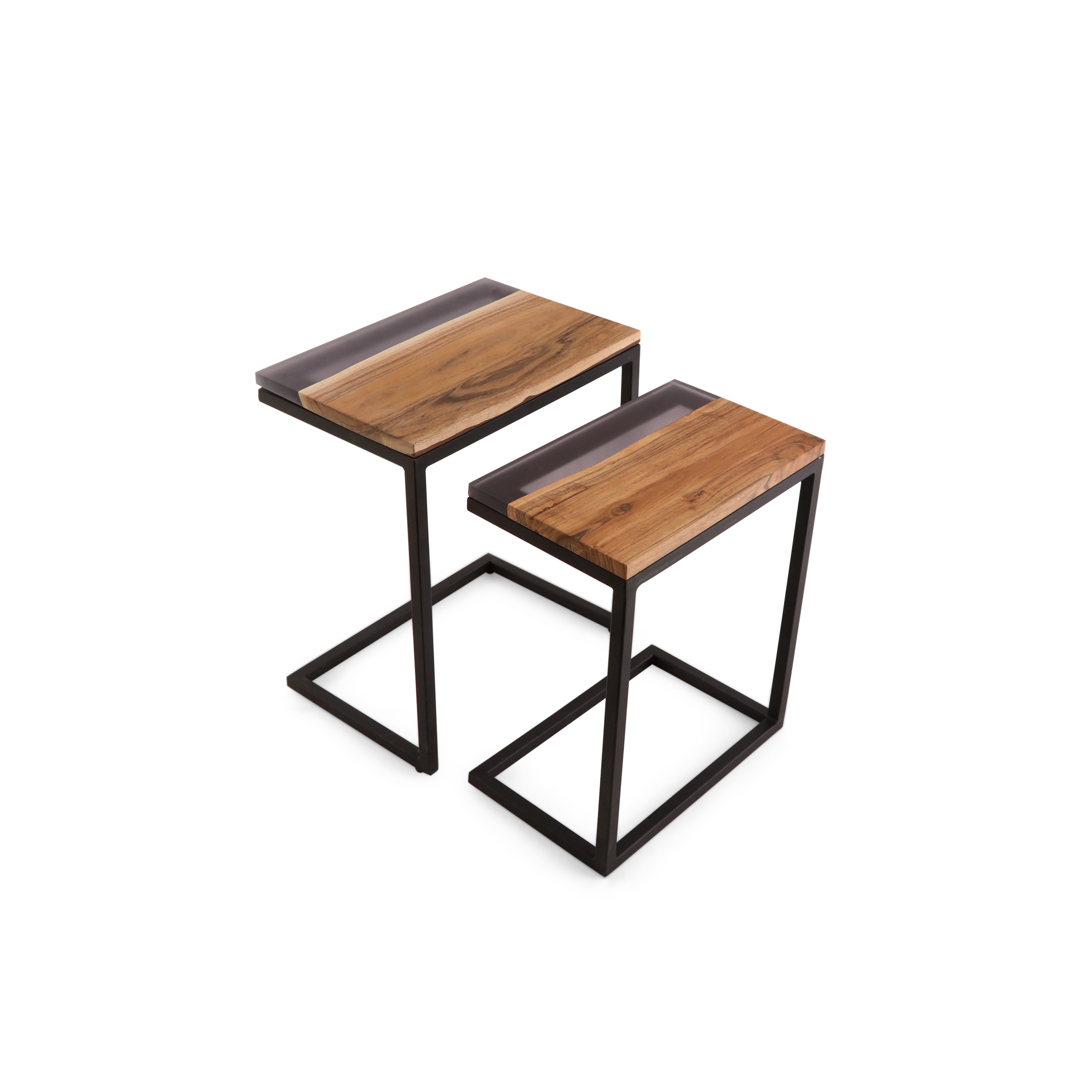 Square Side Table Set Of 2 - Epoxy Resin Side Table