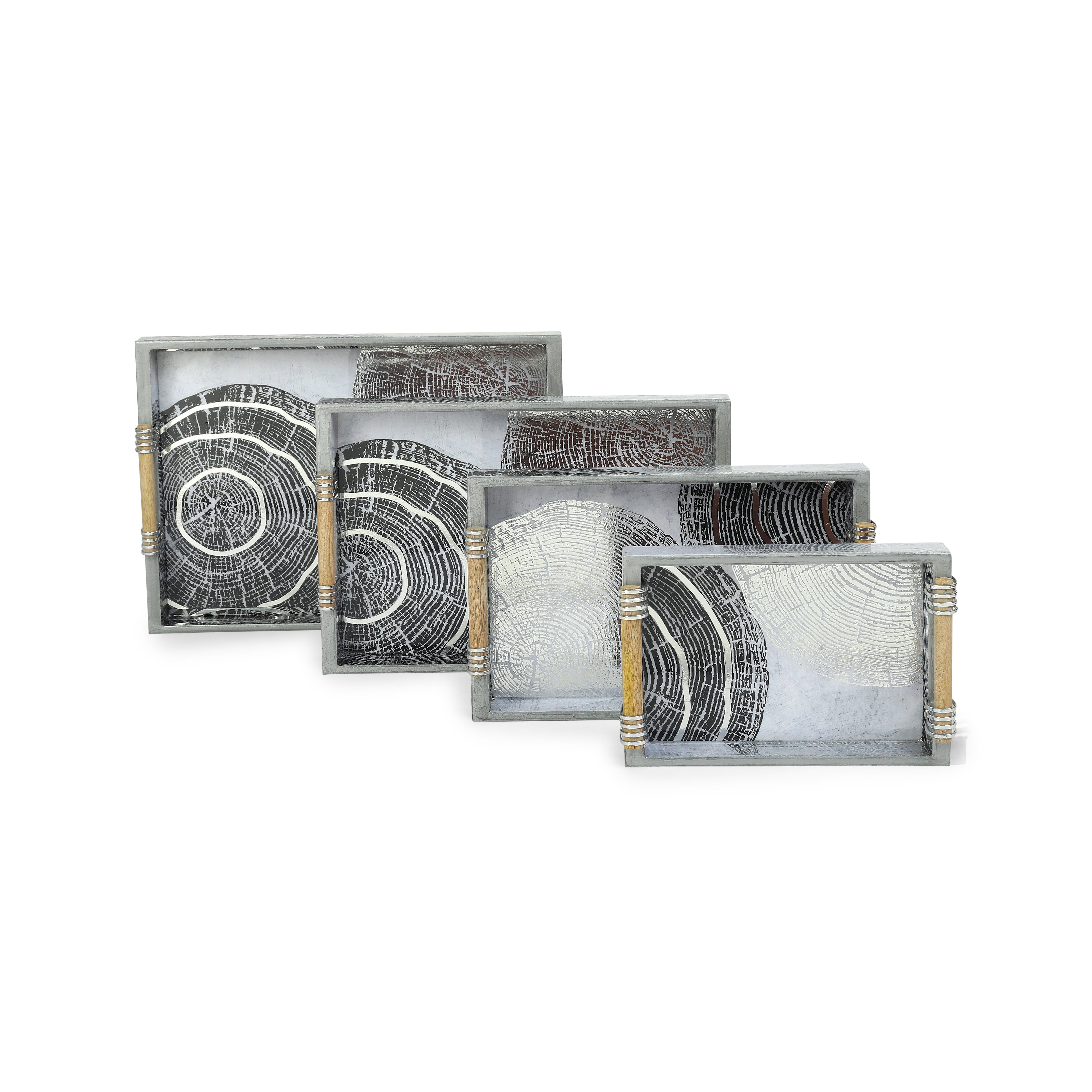 Tray Set Of 4 - Grey Spiral