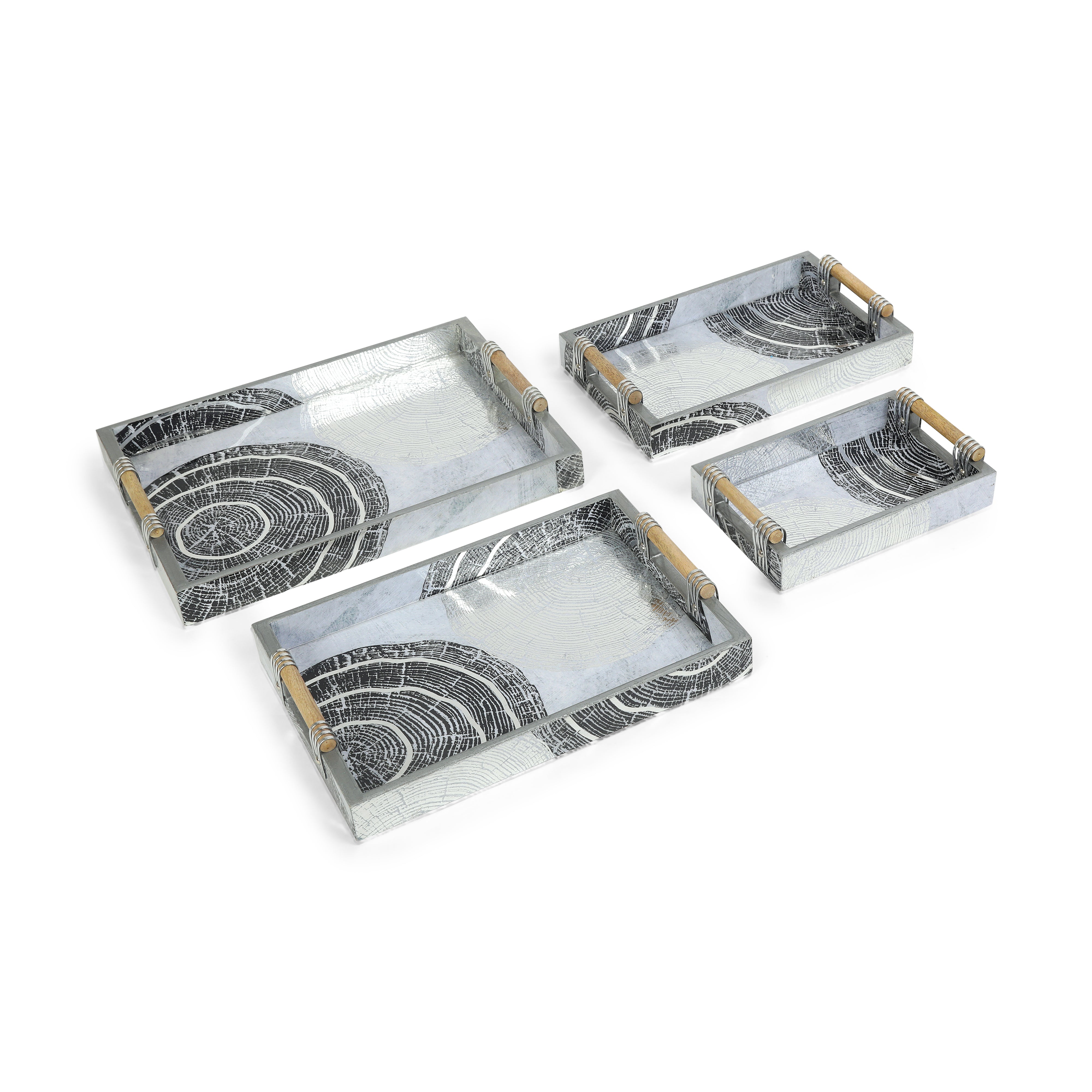 Tray Set Of 4 - Grey Spiral